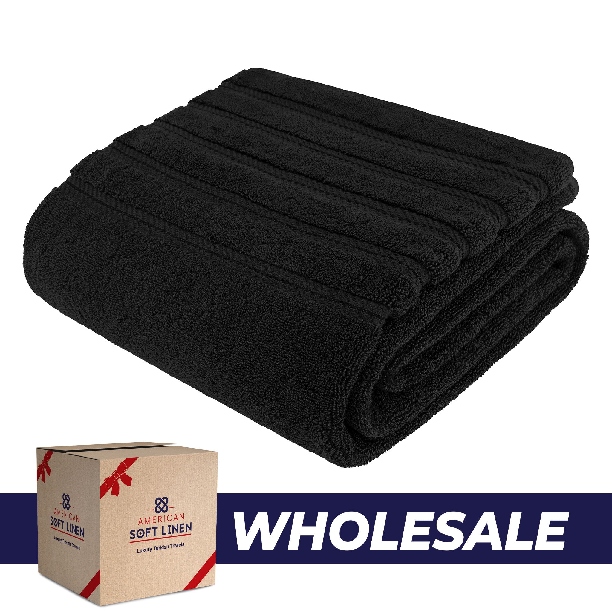 American Soft Linen - 35x70 Jumbo Bath Sheet Turkish Bath Towel - 16 Piece Case Pack - Black - 0