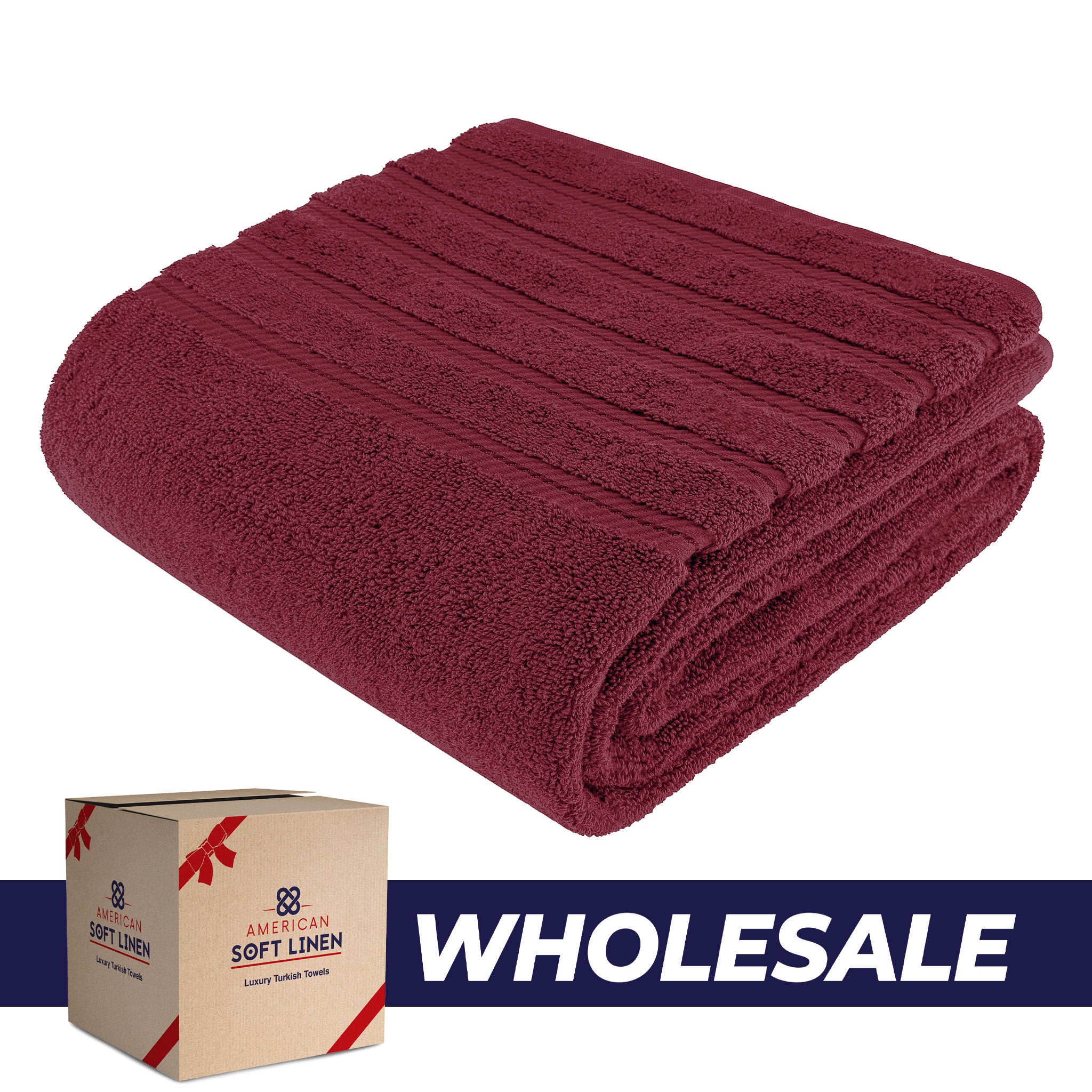 American Soft Linen - 35x70 Jumbo Bath Sheet Turkish Bath Towel - 16 Piece Case Pack - Bordeaux-Red - 0