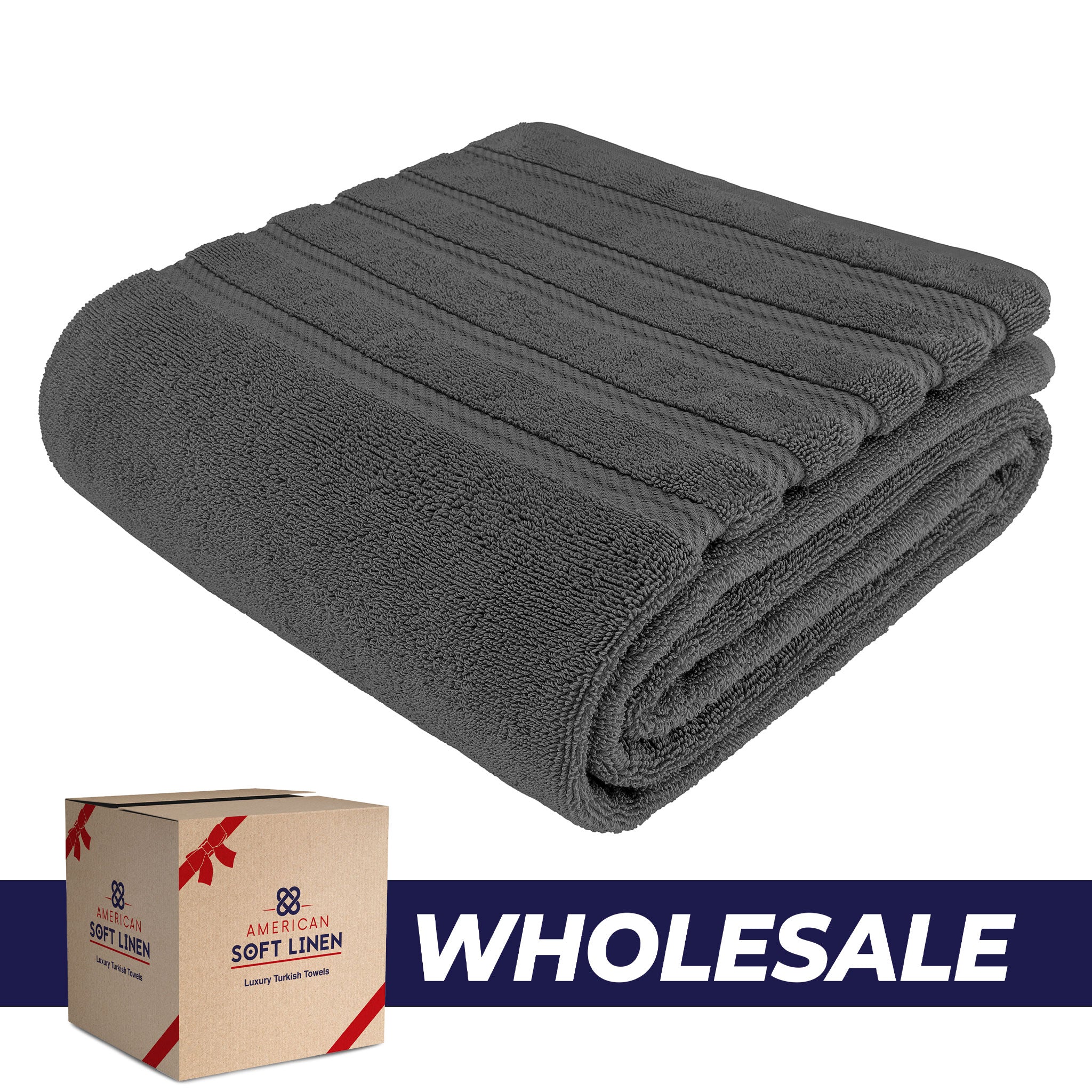 American Soft Linen - 35x70 Jumbo Bath Sheet Turkish Bath Towel - 16 Piece Case Pack - Gray - 0