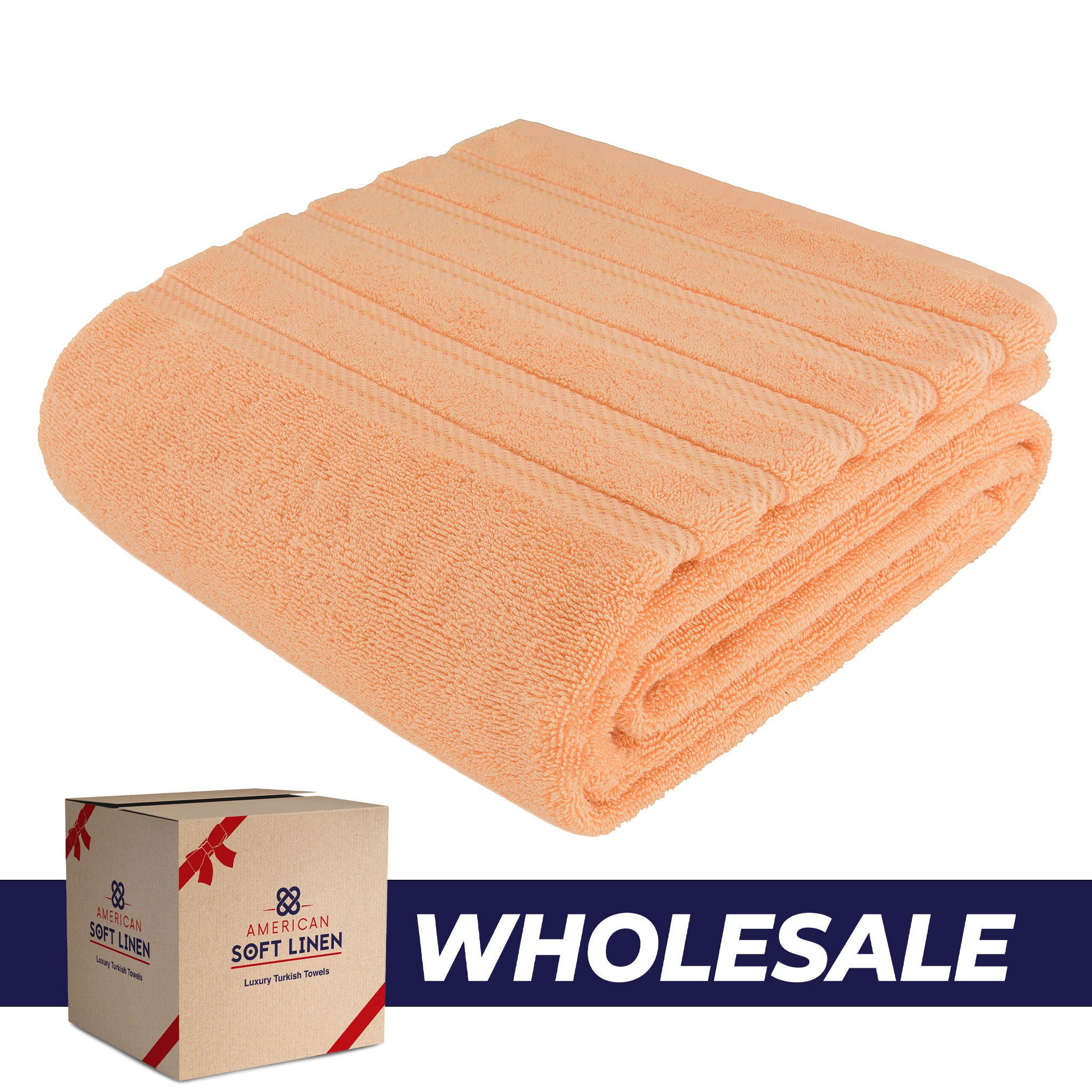 American Soft Linen - 35x70 Jumbo Bath Sheet Turkish Bath Towel - 16 Piece Case Pack - Malibu-Peach - 0