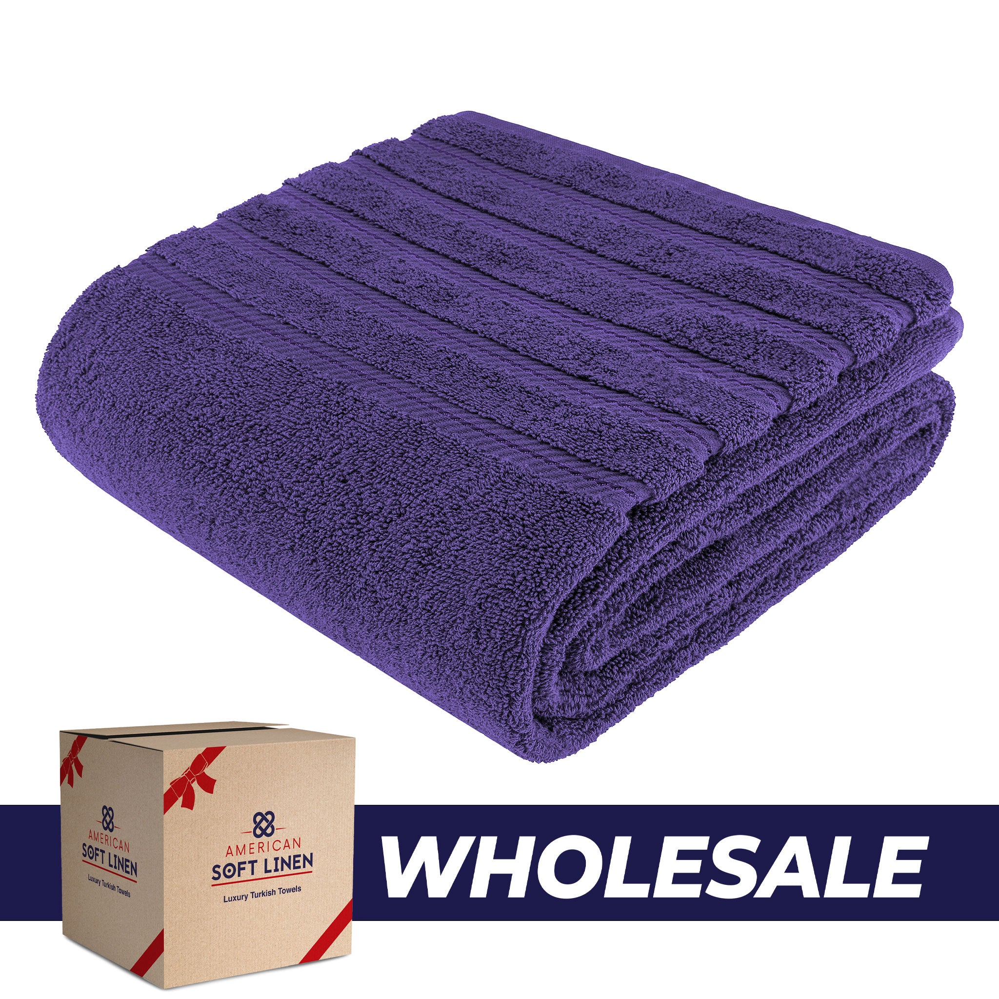 American Soft Linen - 35x70 Jumbo Bath Sheet Turkish Bath Towel - 16 Piece Case Pack - Purple - 0