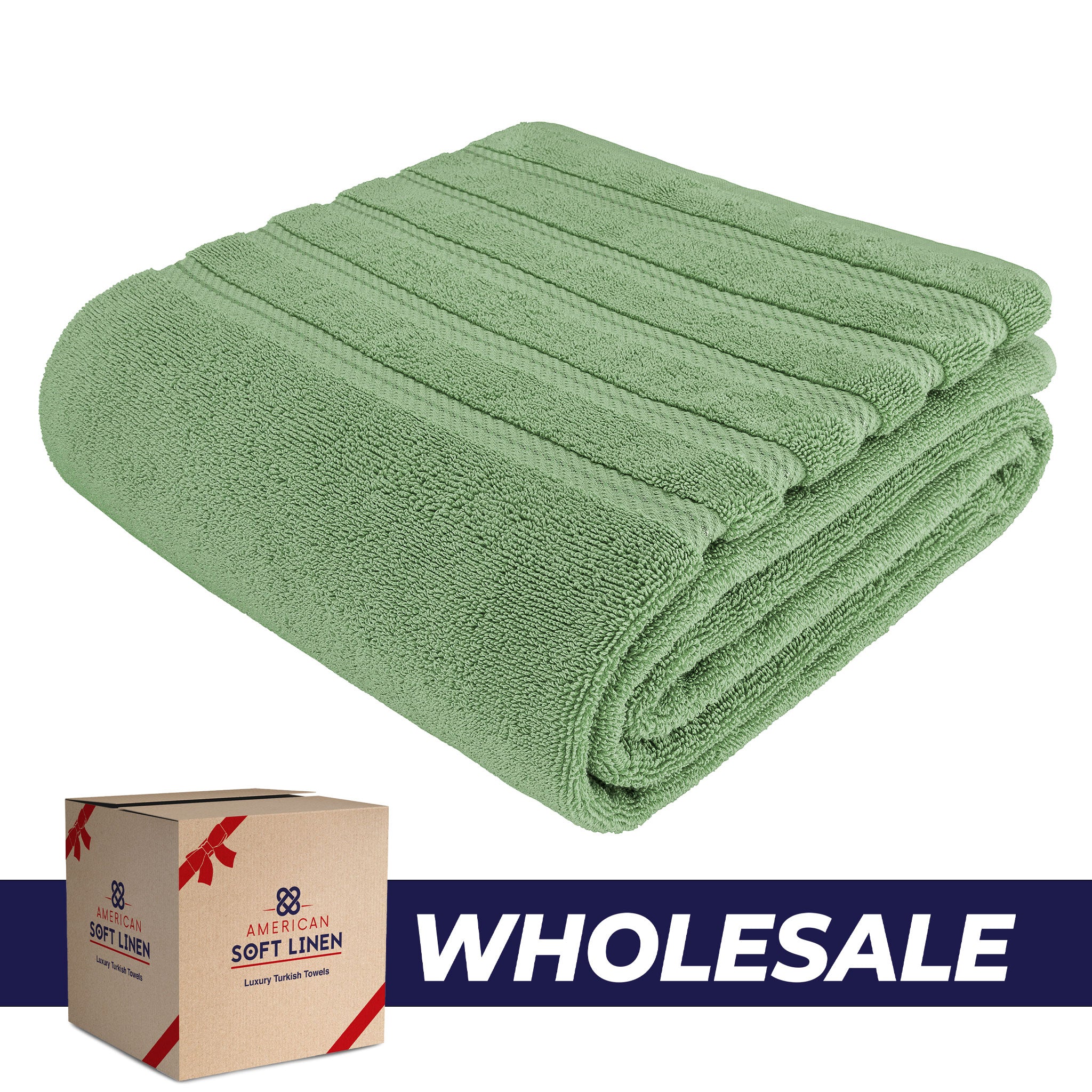 American Soft Linen - 35x70 Jumbo Bath Sheet Turkish Bath Towel - 16 Piece Case Pack - Sage-Green - 0