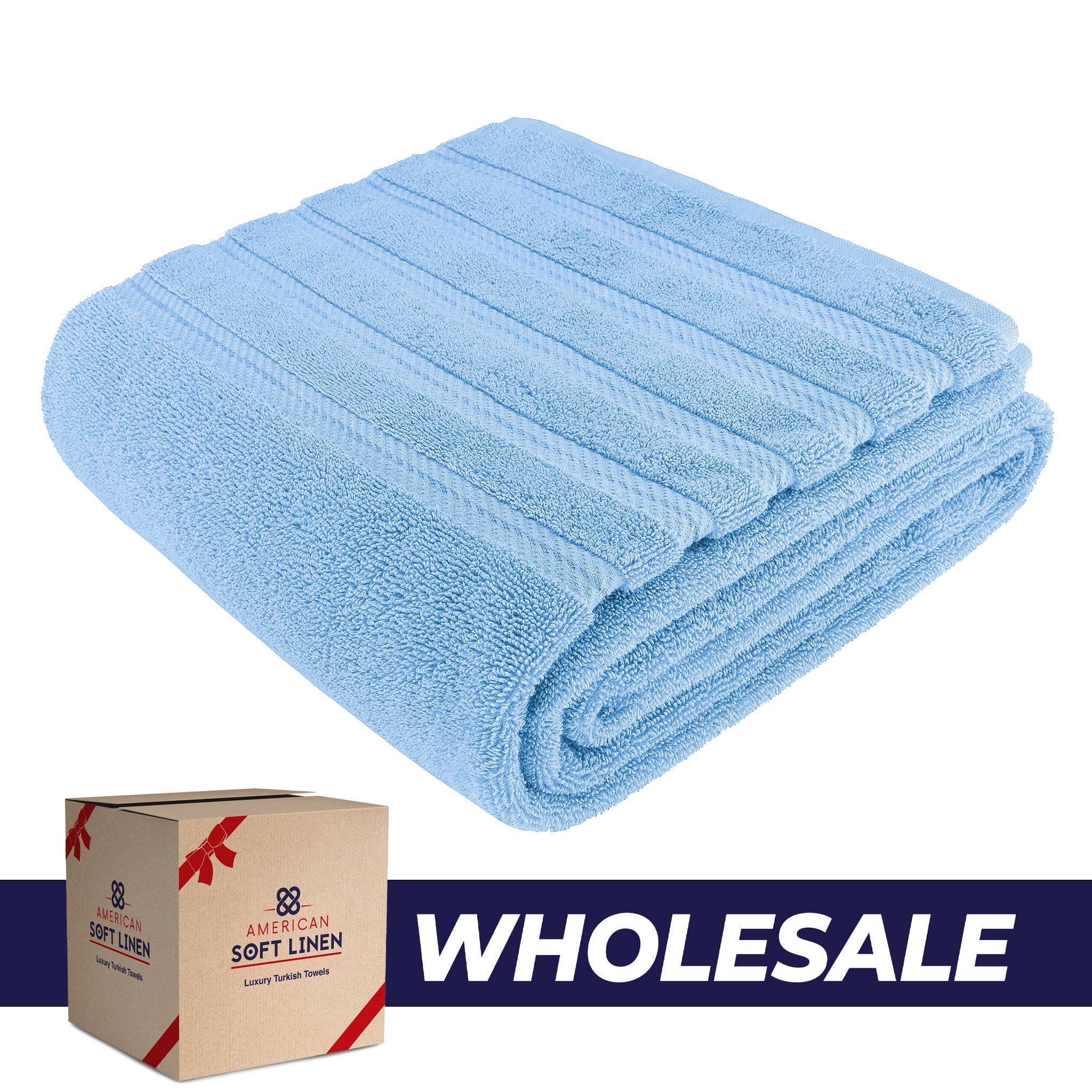 American Soft Linen - 35x70 Jumbo Bath Sheet Turkish Bath Towel - 16 Piece Case Pack - Sky-Blue - 0