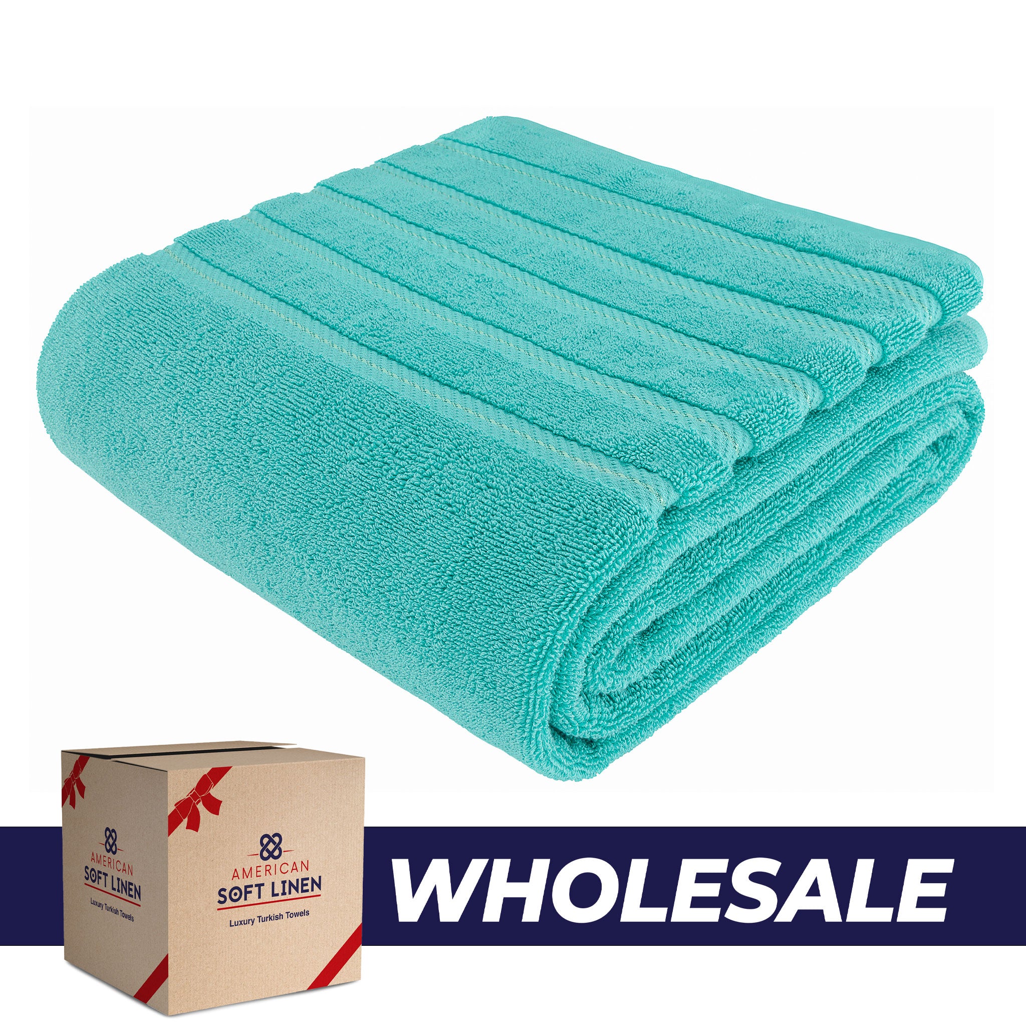 American Soft Linen - 35x70 Jumbo Bath Sheet Turkish Bath Towel - 16 Piece Case Pack - Turquoise-Blue - 0