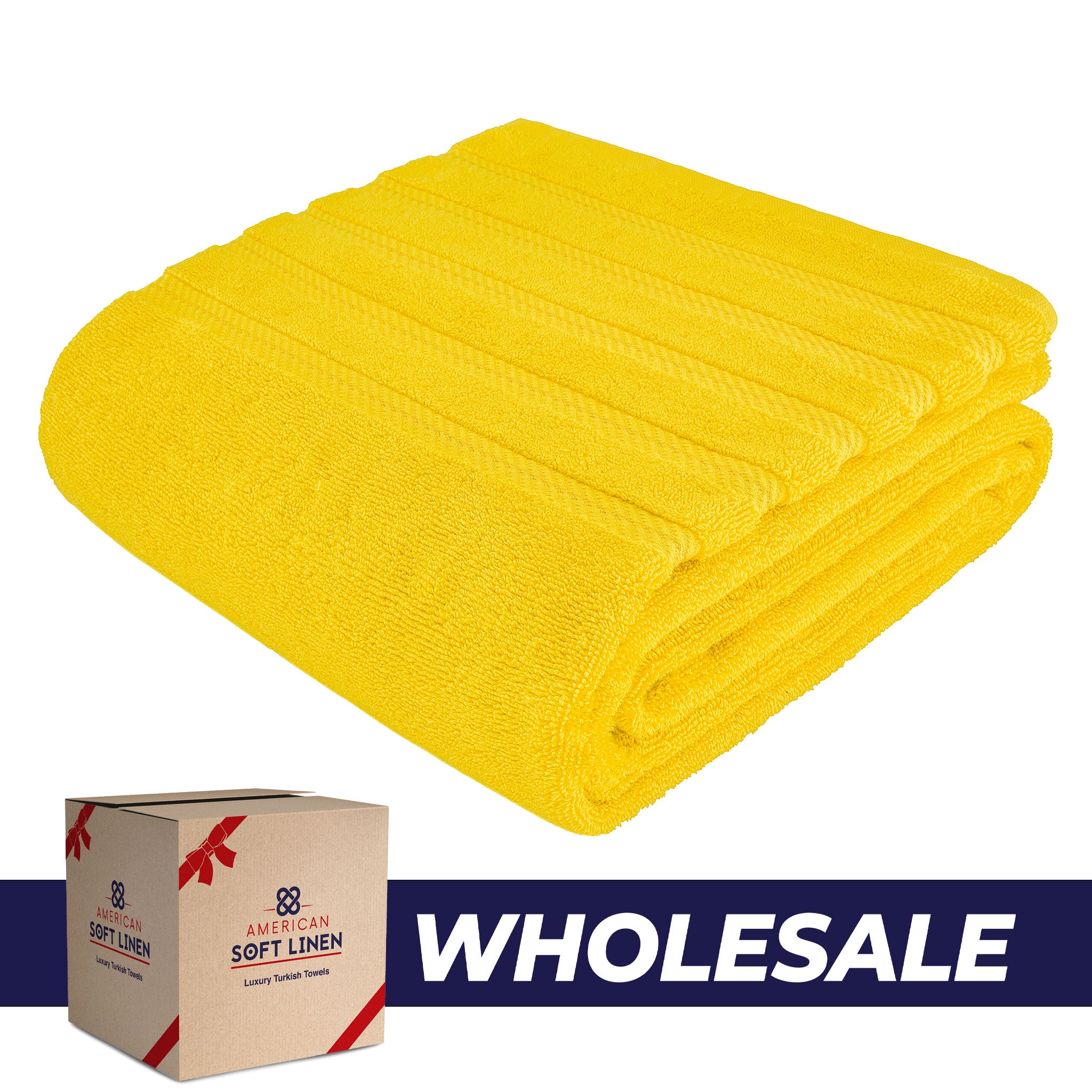American Soft Linen - 35x70 Jumbo Bath Sheet Turkish Bath Towel - 16 Piece Case Pack - Yellow - 0