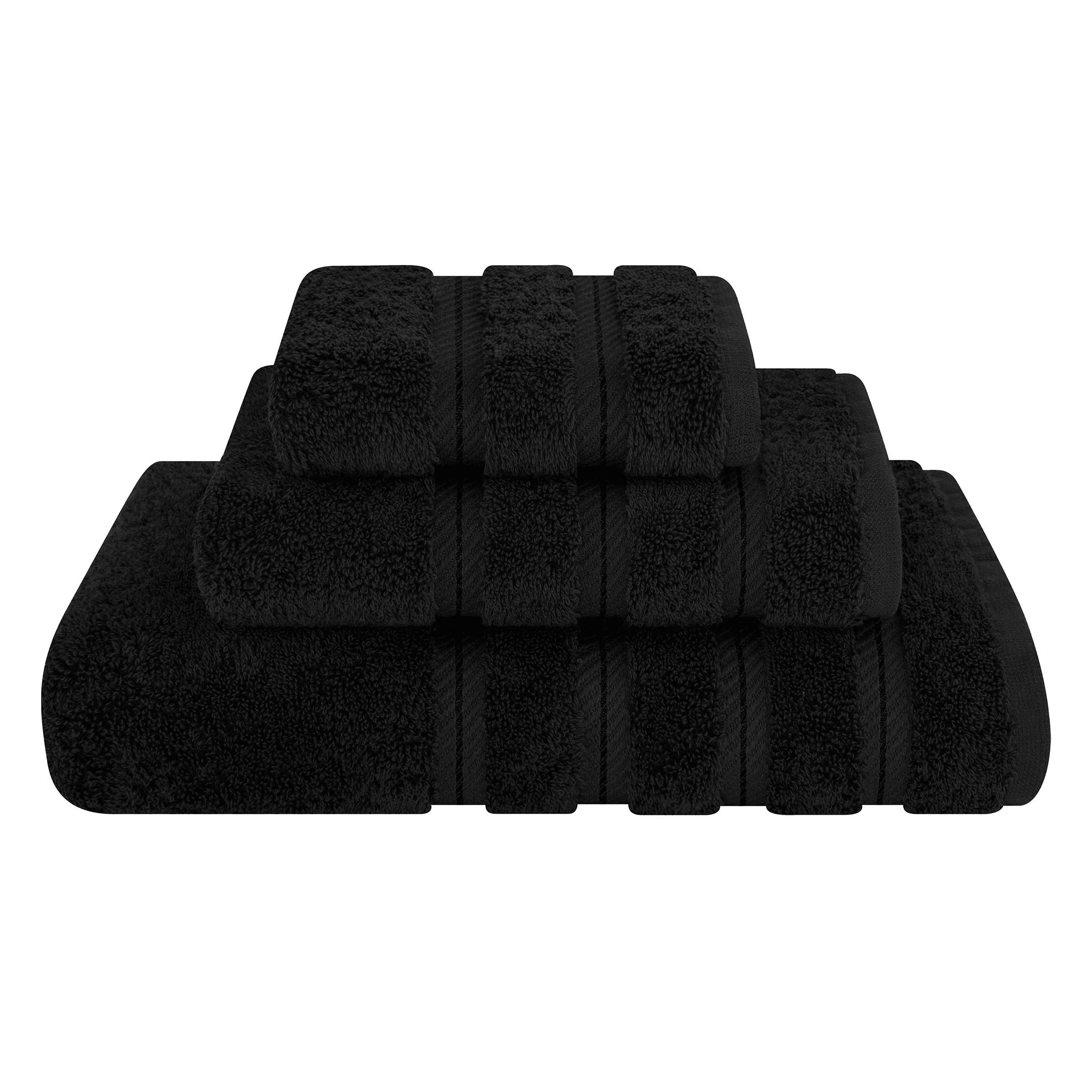 American Soft Linen - 3 Piece Turkish Cotton Towel Set - Black - 1