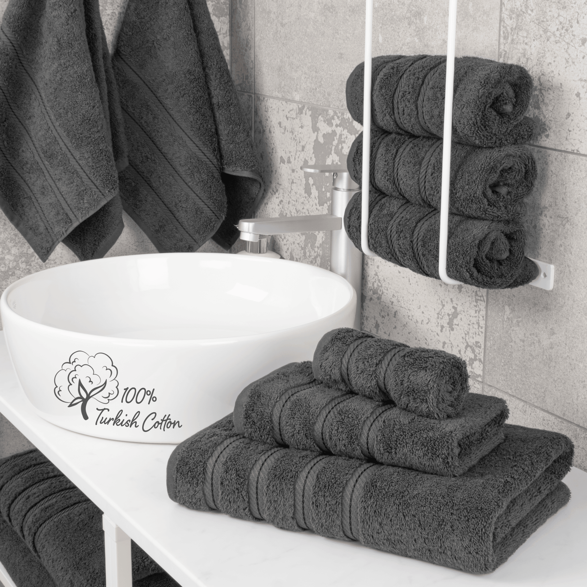 American Soft Linen - 3 Piece Turkish Cotton Towel Set - Gray - 2