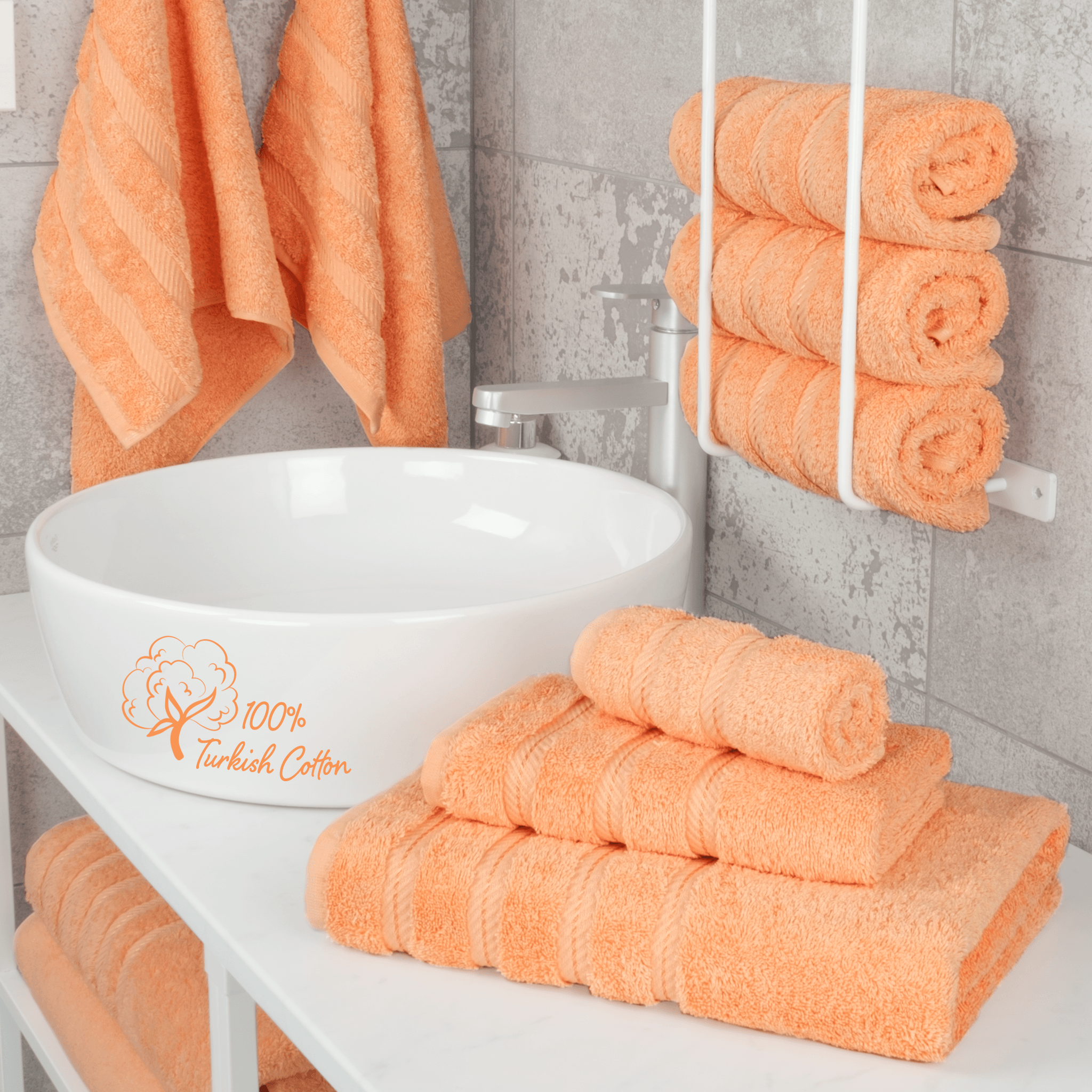 American Soft Linen - 3 Piece Turkish Cotton Towel Set - Malibu-Peach - 2