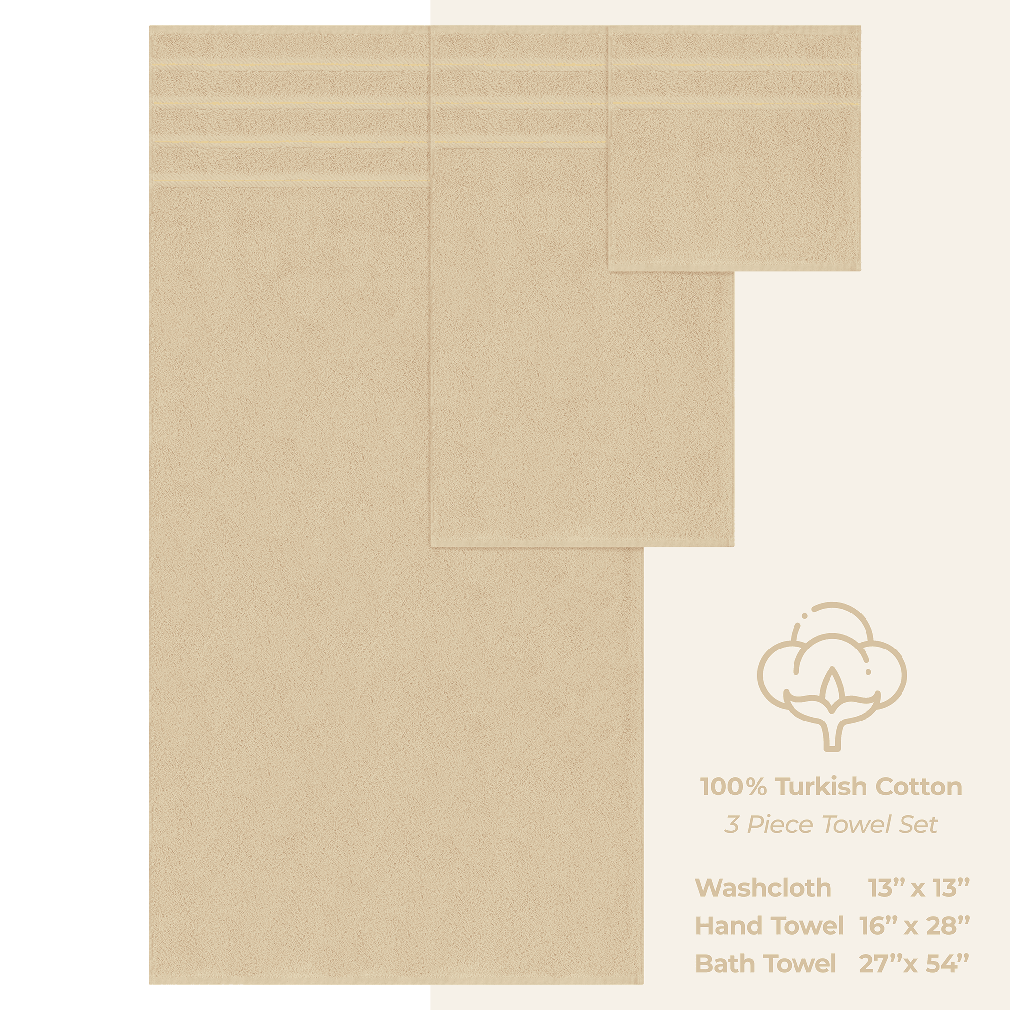 American Soft Linen - 3 Piece Turkish Cotton Towel Set - Sand-Taupe - 4