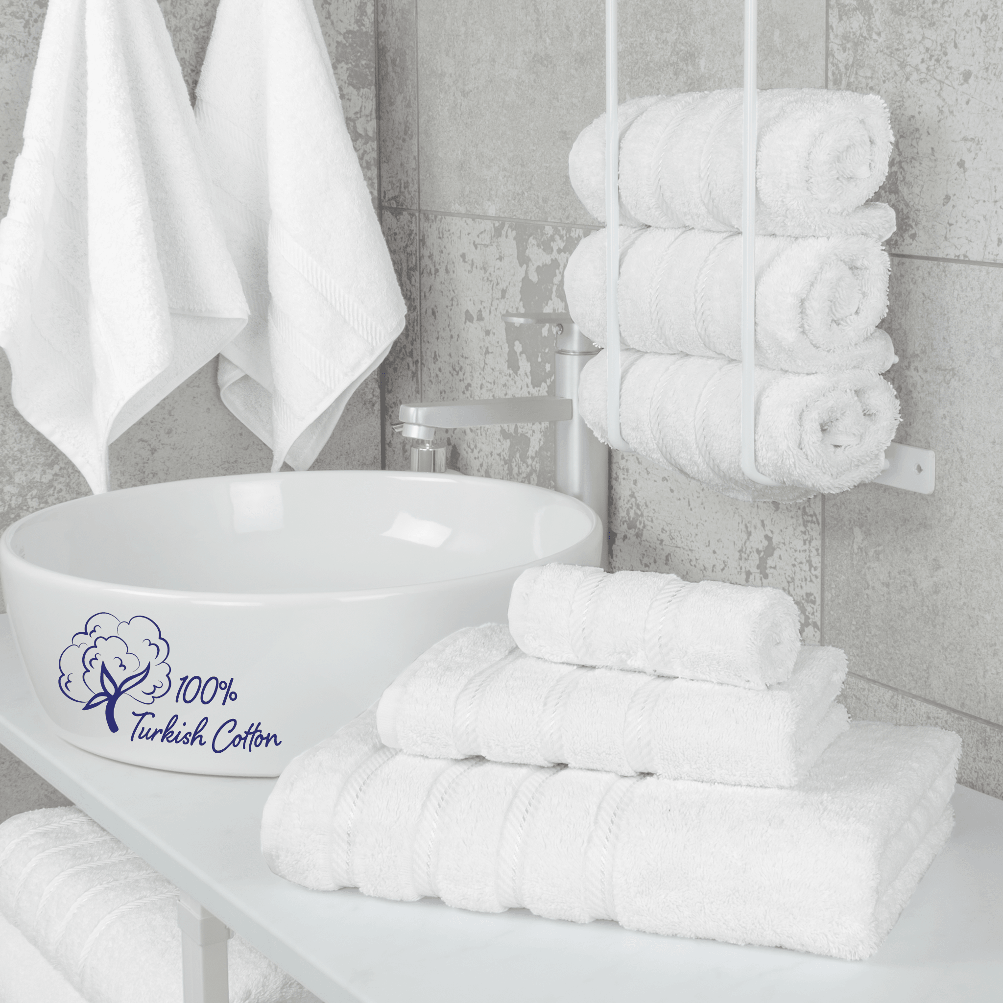 American Soft Linen - 3 Piece Turkish Cotton Towel Set - White - 2