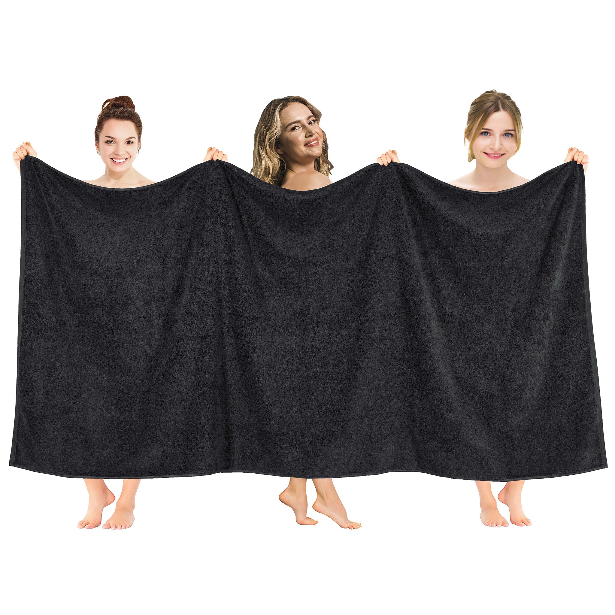 American Soft Linen - 40x80 Inch Oversized Bath Sheet Turkish Bath Towel - 12 Piece Case Pack - Black - 1