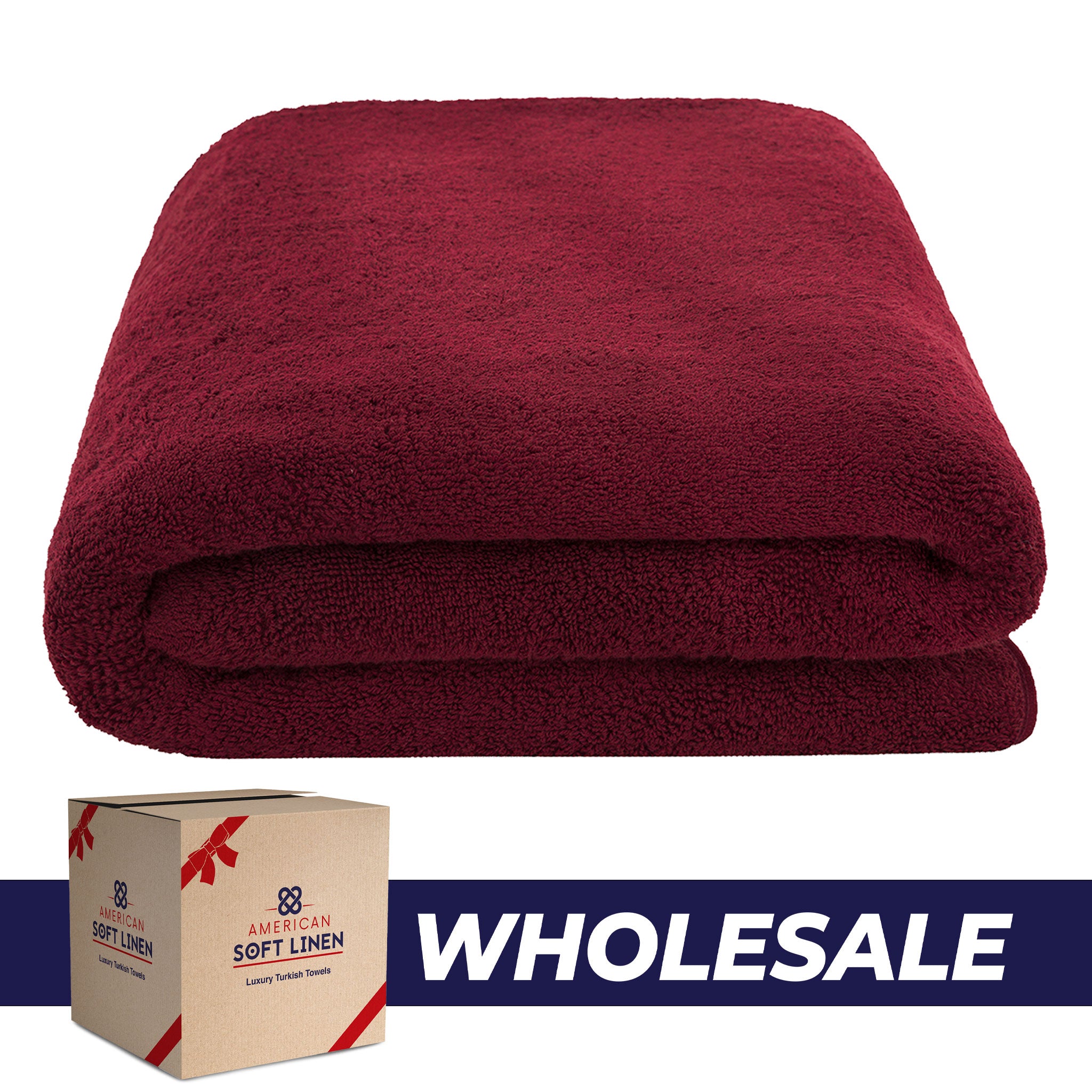 American Soft Linen - 40x80 Inch Oversized Bath Sheet Turkish Bath Towel - 12 Piece Case Pack - Bordeaux-Red - 0