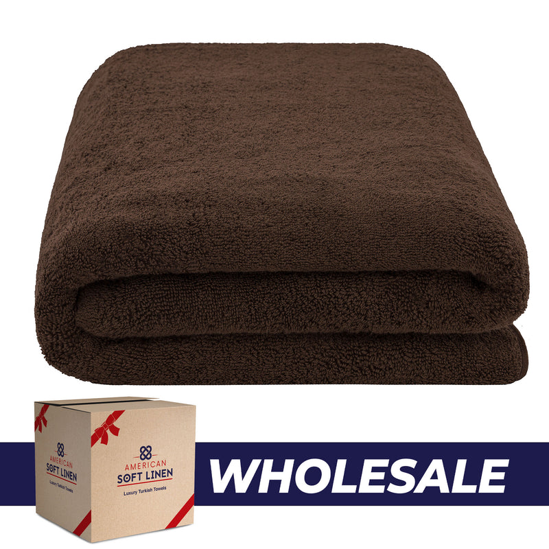 American Soft Linen - 40x80 Inch Oversized Bath Sheet Turkish Bath Towel - 12 Piece Case Pack - Chocolate-Brown - 0