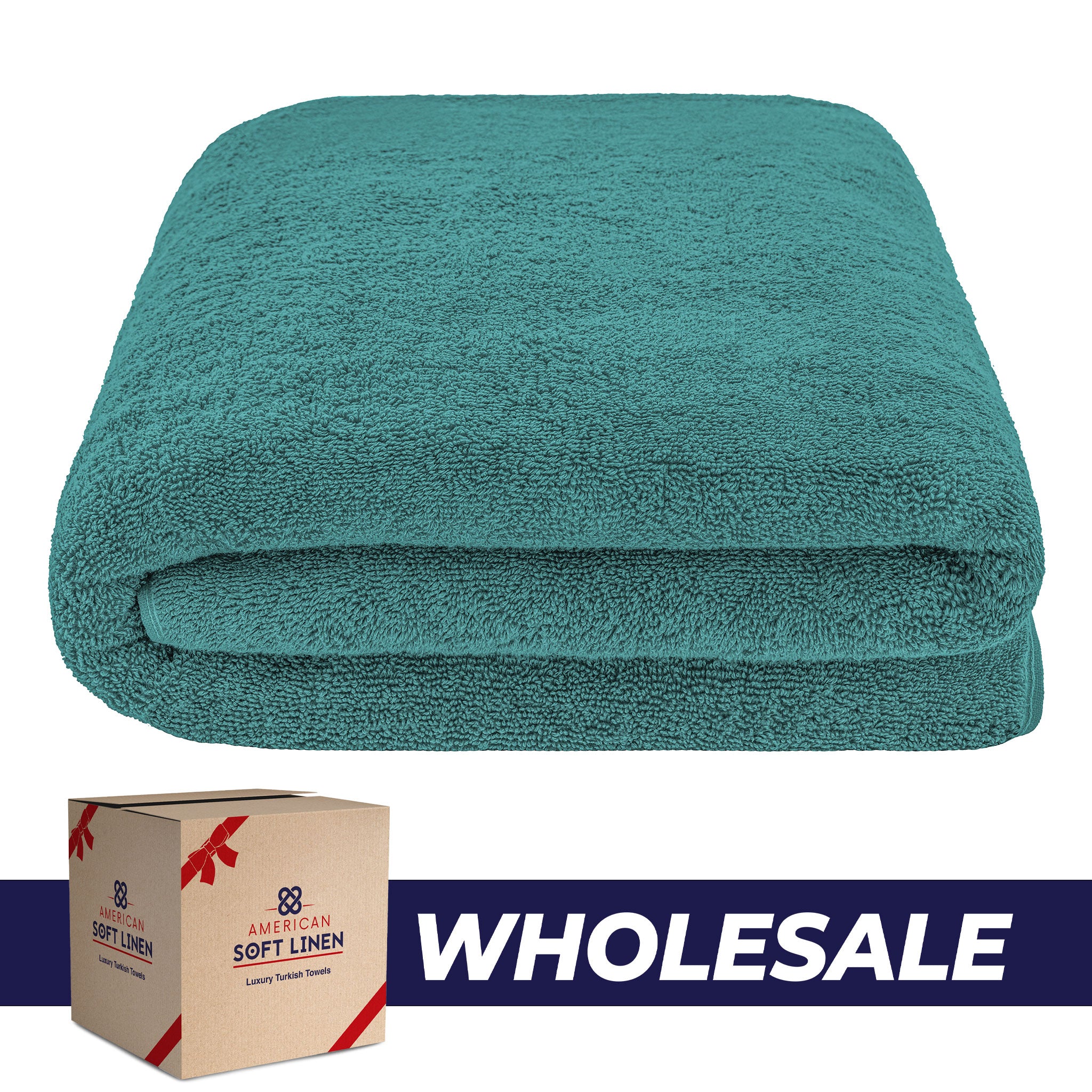 American Soft Linen - 40x80 Inch Oversized Bath Sheet Turkish Bath Towel - 12 Piece Case Pack - Colonial-Blue - 0