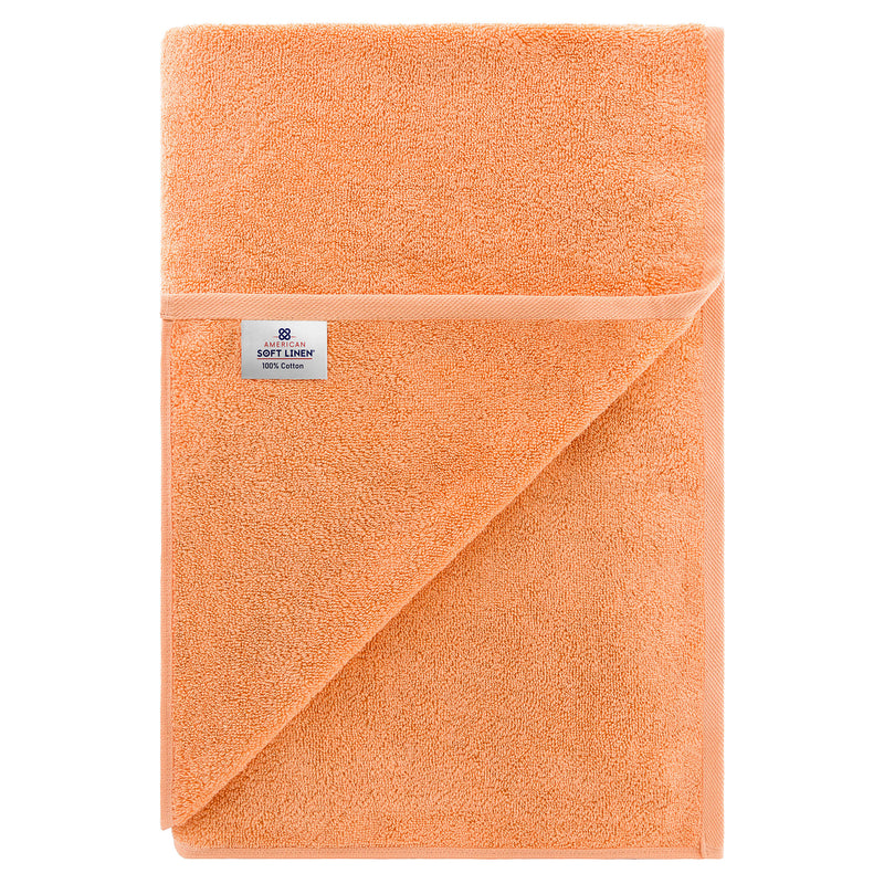 American Soft Linen - 40x80 Inch Oversized Bath Sheet Turkish Bath Towel - 12 Piece Case Pack - Malibu-Peach - 6