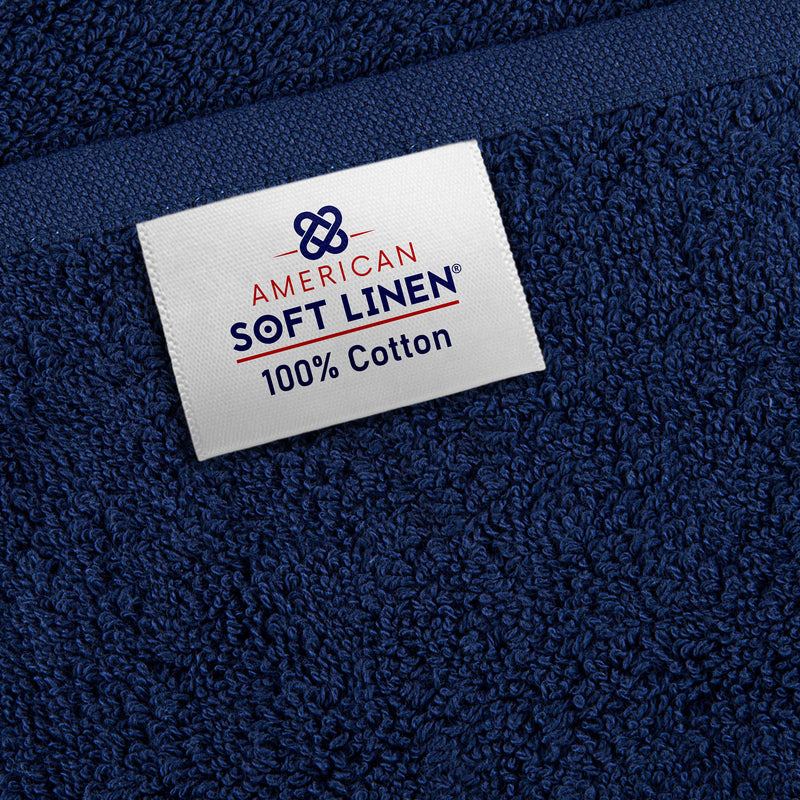American Soft Linen - 40x80 Inch Oversized Bath Sheet Turkish Bath Towel - 12 Piece Case Pack - Navy-Blue - 5