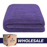 American Soft Linen - 40x80 Inch Oversized Bath Sheet Turkish Bath Towel - 12 Piece Case Pack - Purple - 0