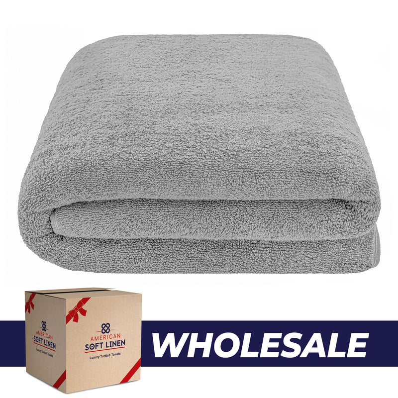 American Soft Linen - 40x80 Inch Oversized Bath Sheet Turkish Bath Towel - 12 Piece Case Pack - Rockridge-Gray - 0