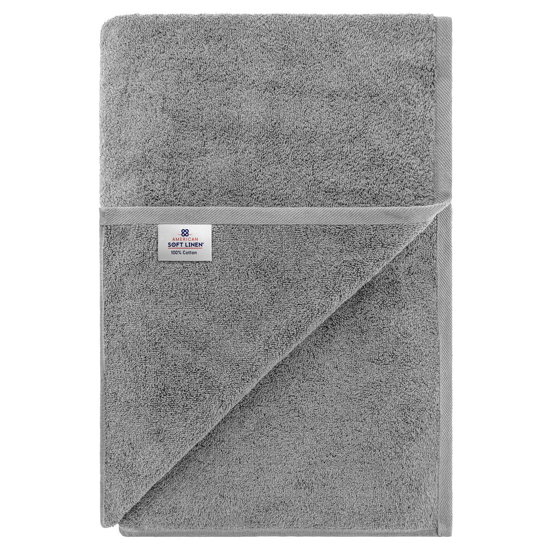 American Soft Linen - 40x80 Inch Oversized Bath Sheet Turkish Bath Towel - 12 Piece Case Pack - Rockridge-Gray - 6