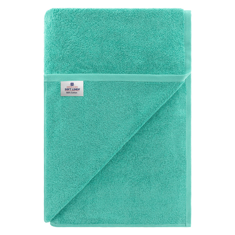 American Soft Linen - 40x80 Inch Oversized Bath Sheet Turkish Bath Towel - 12 Piece Case Pack - Turquoise-Blue - 6