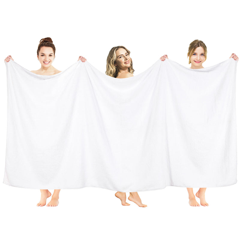 American Soft Linen - 40x80 Inch Oversized Bath Sheet Turkish Bath Towel - 12 Piece Case Pack - White - 1