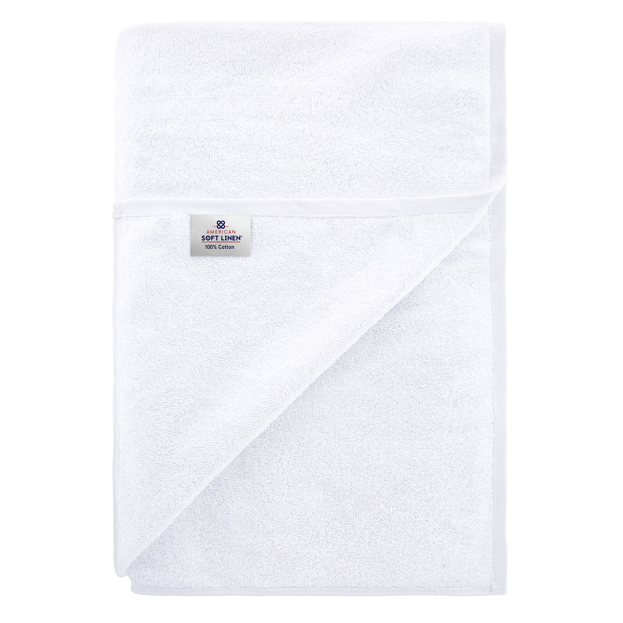 American Soft Linen - 40x80 Inch Oversized Bath Sheet Turkish Bath Towel - 12 Piece Case Pack - White - 6