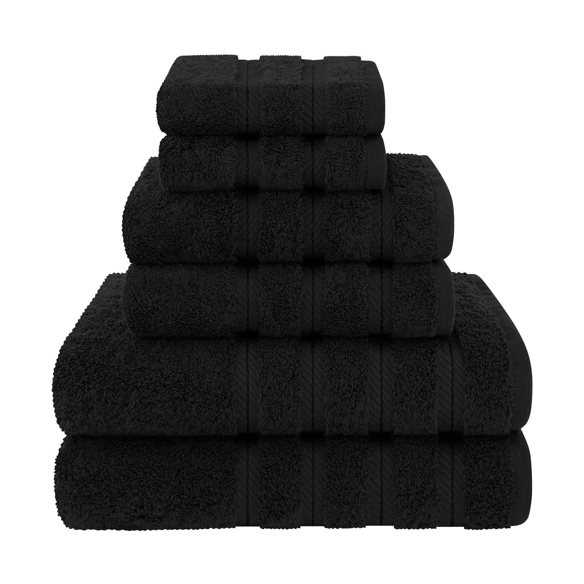 American Soft Linen 100% Turkish Cotton 6 Piece Towel Set - Black