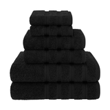 American Soft Linen - 6 Piece Turkish Cotton Bath Towel Set - Black - 1
