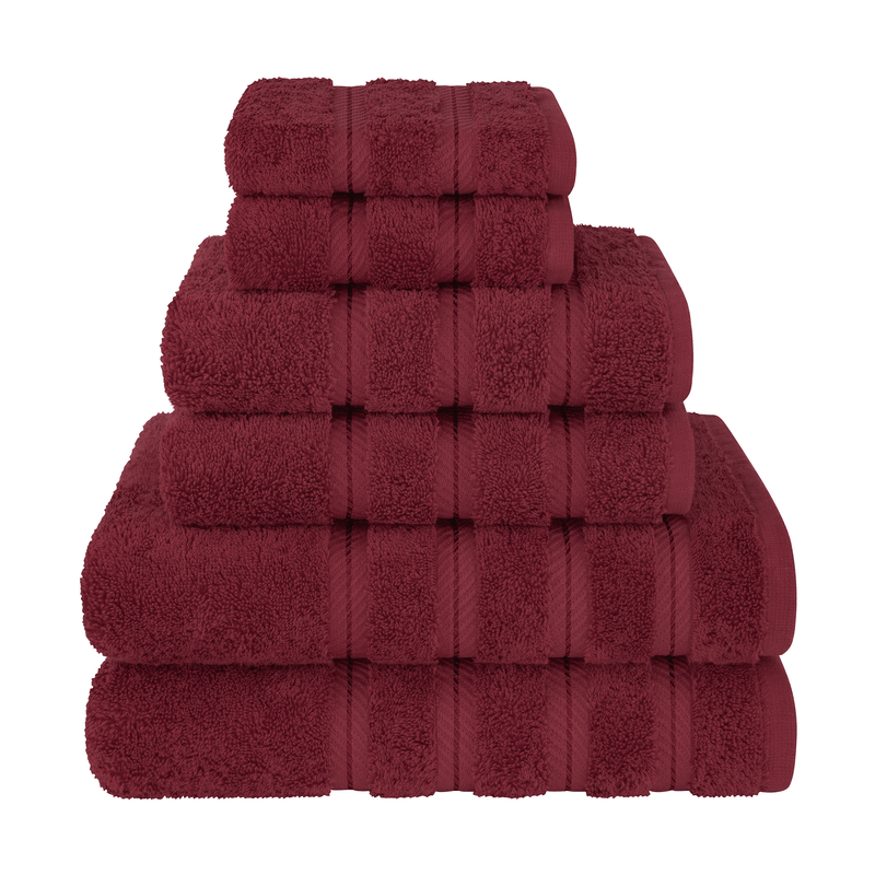 American Soft Linen - 6 Piece Turkish Cotton Bath Towel Set - Bordeaux-Red - 1