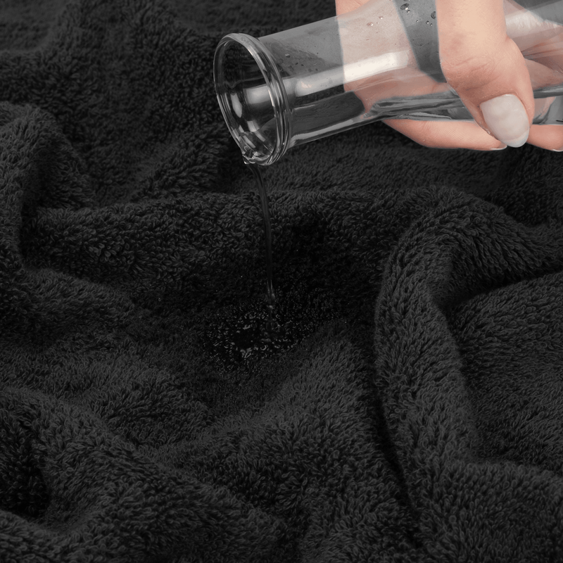 American Soft Linen - 6 Piece Turkish Cotton Bath Towel Set - Black - 6