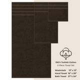 American Soft Linen - 6 Piece Turkish Cotton Bath Towel Set - Chocolate-Brown - 4