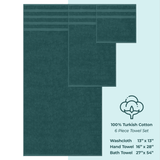 American Soft Linen - 6 Piece Turkish Cotton Bath Towel Set - Colonial-Blue - 4