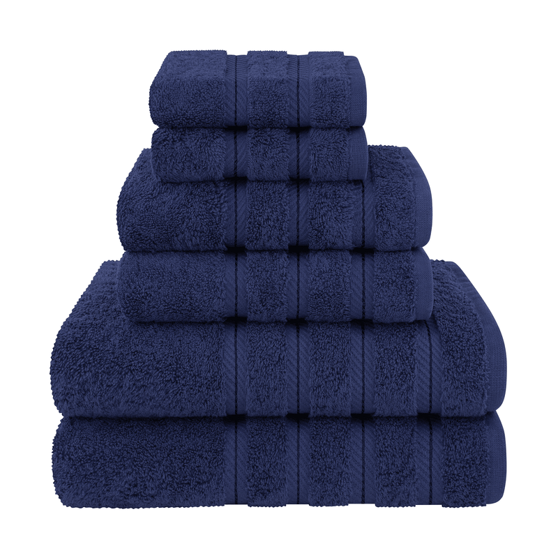 American Soft Linen - 6 Piece Turkish Cotton Bath Towel Set - Navy-Blue - 1