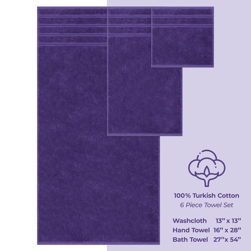 American Soft Linen - 6 Piece Turkish Cotton Bath Towel Set - Purple - 4