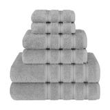 American Soft Linen - 6 Piece Turkish Cotton Bath Towel Set - Rockridge-Gray - 1