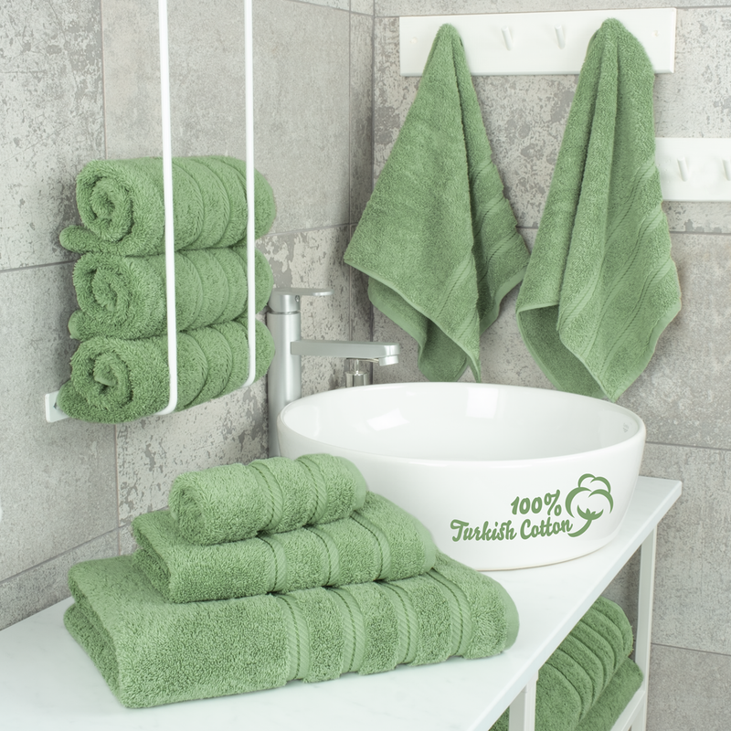 American Soft Linen - 6 Piece Turkish Cotton Bath Towel Set - Sage-Green - 2