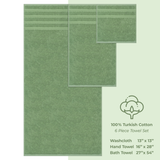 American Soft Linen - 6 Piece Turkish Cotton Bath Towel Set - Sage-Green - 4