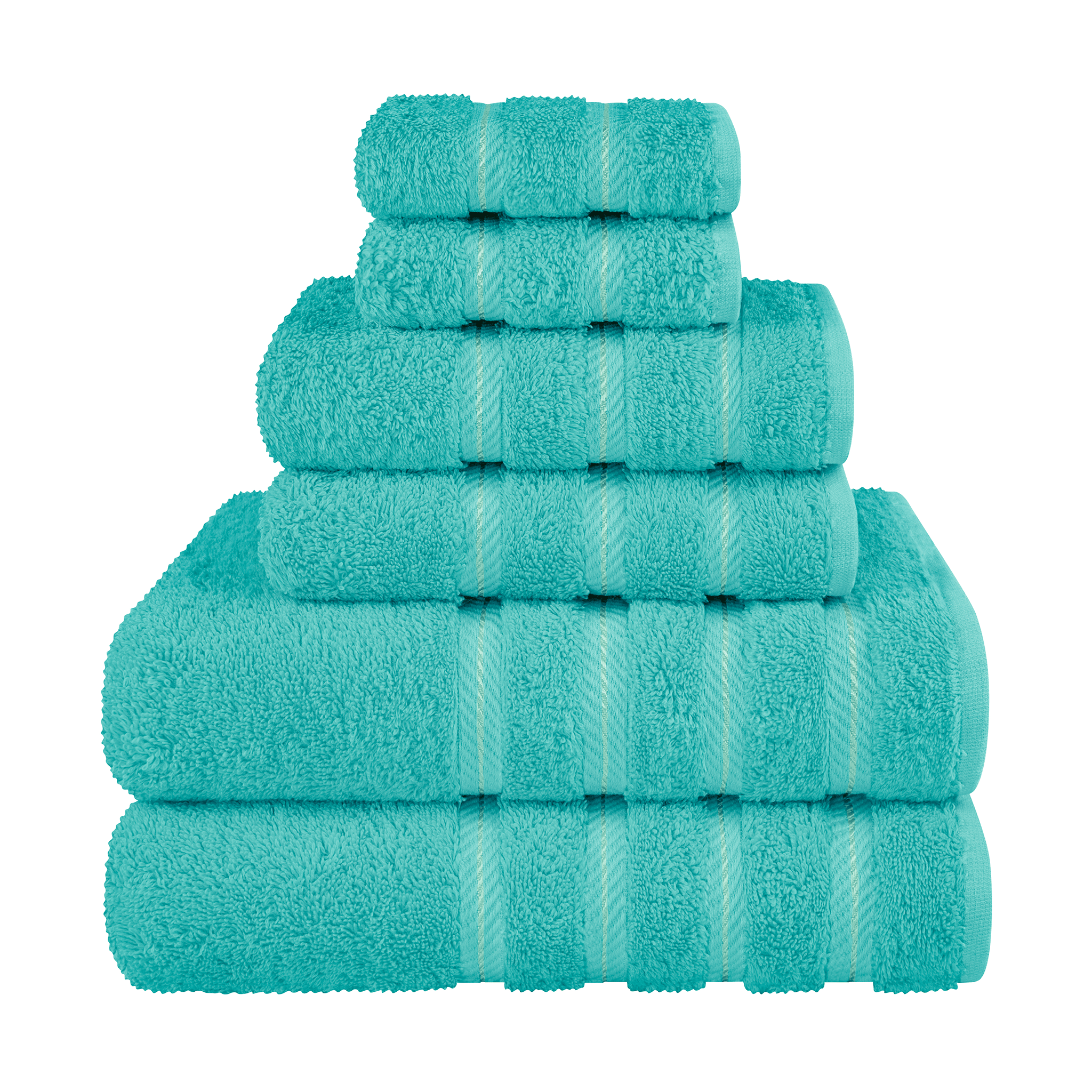 American Soft Linen - 6 Piece Turkish Cotton Bath Towel Set - Turquoise-Blue - 1