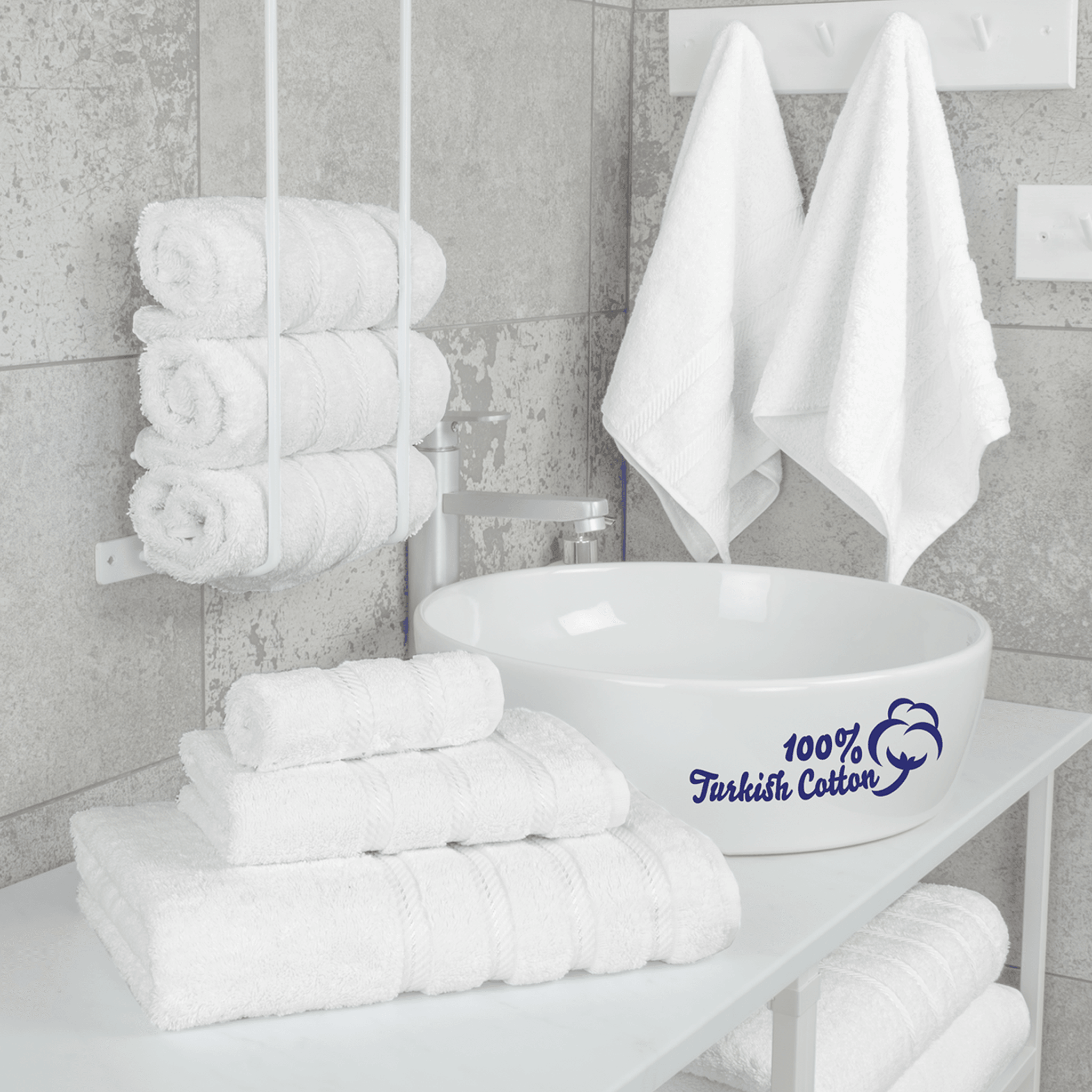 4 Pack Bath Towel Set, 100% Turkish Cotton Bath Towels for Bathroom, Super Soft, Extra Large Bath Towels White