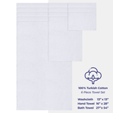 American Soft Linen - 6 Piece Turkish Cotton Bath Towel Set - White - 4