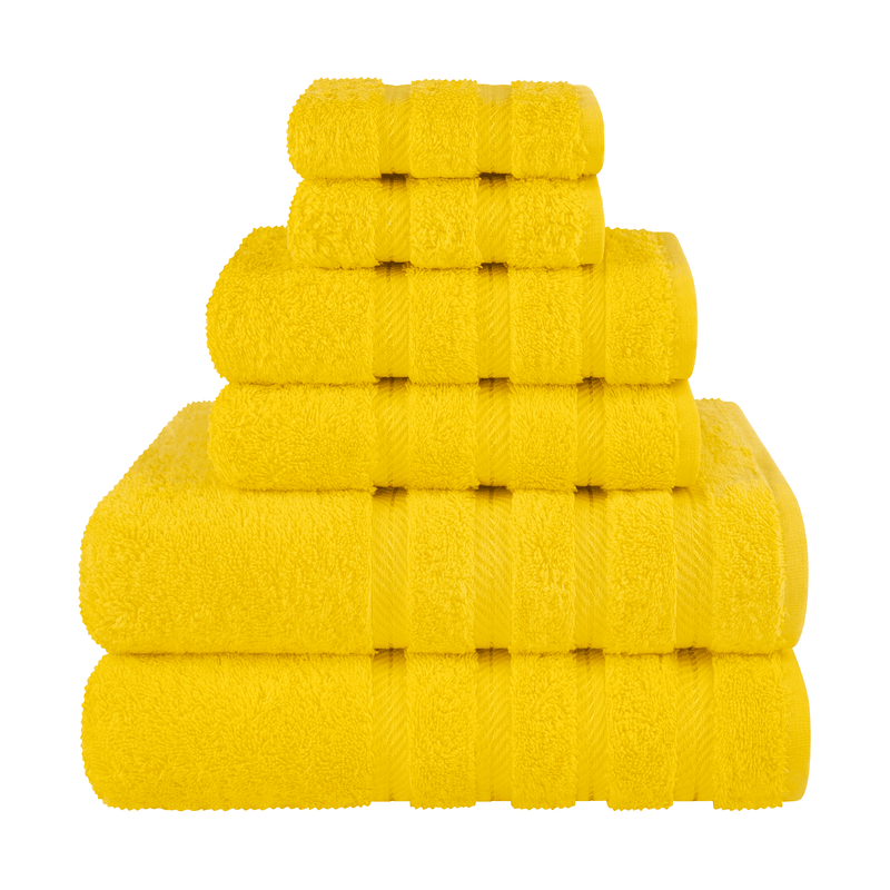 American Soft Linen - 6 Piece Turkish Cotton Bath Towel Set - Yellow - 1