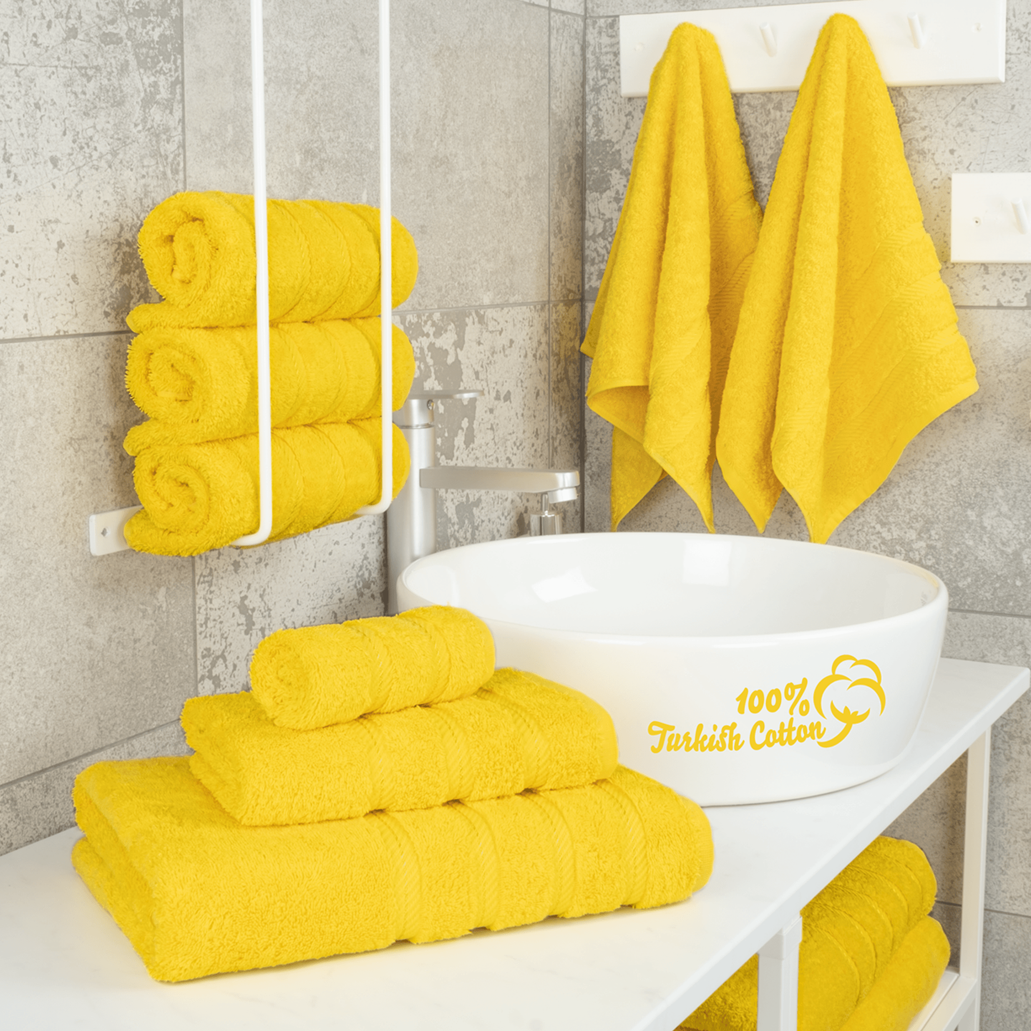 American Soft Linen - 6 Piece Turkish Cotton Bath Towel Set - Yellow - 2