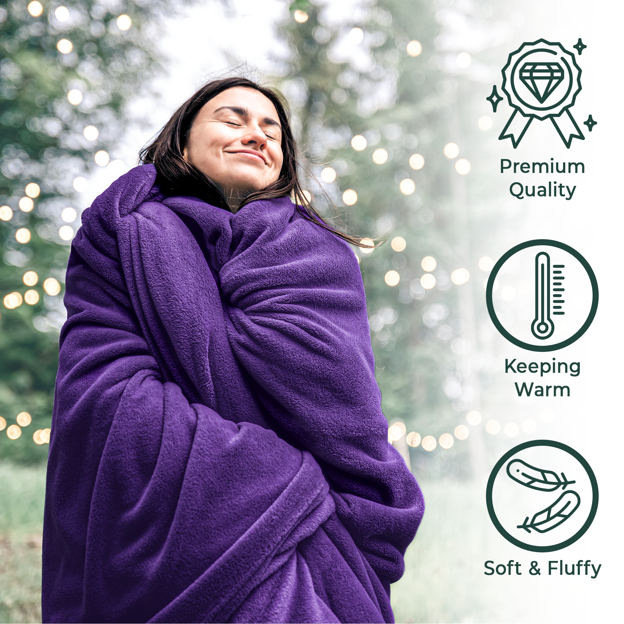 American Soft Linen - Bedding Fleece Blanket - Queen Size 85x90 inches - Purple - 2