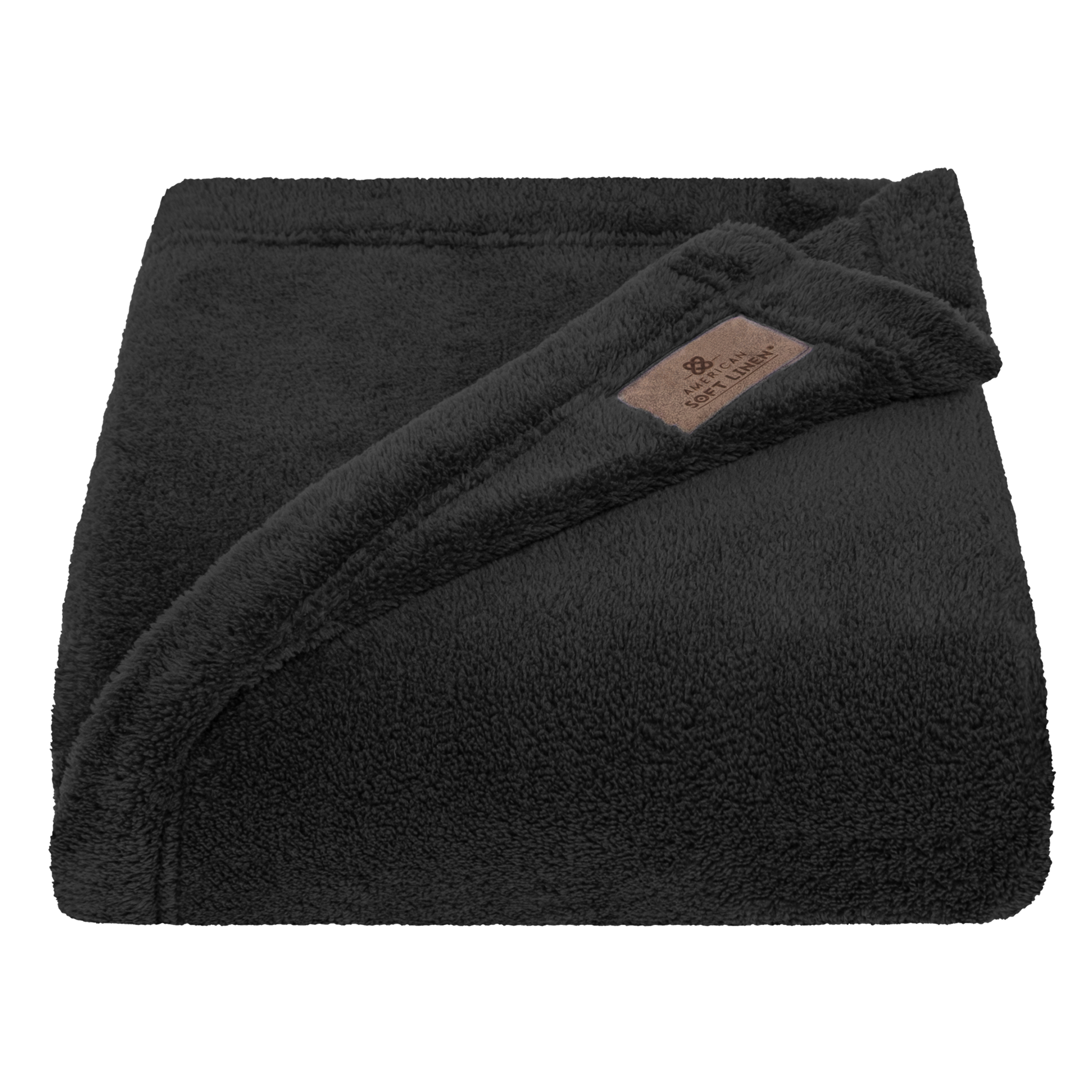 American Soft Linen - Bedding Fleece Blanket - Throw Size 50x60 inches - Black - 3