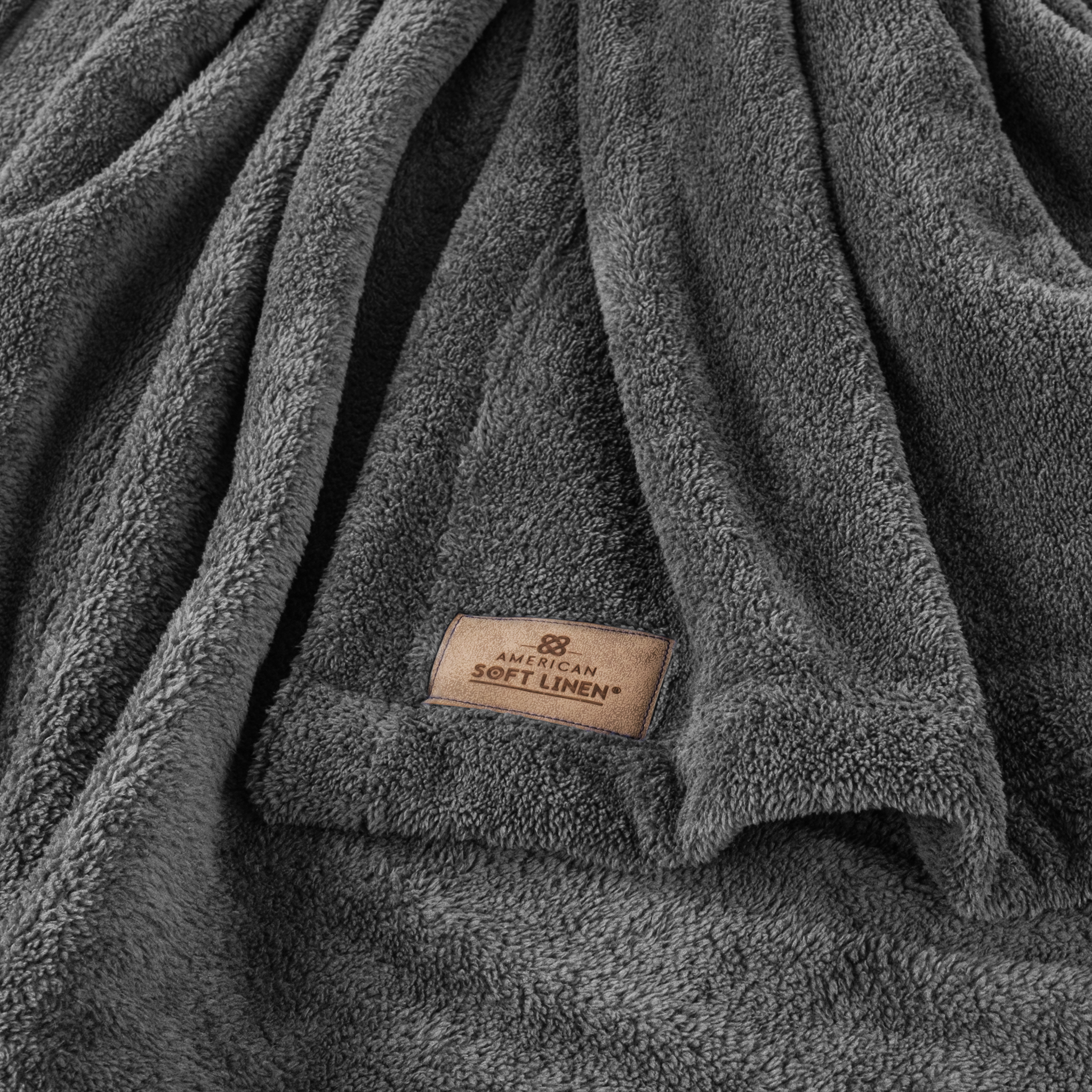 American Soft Linen - Bedding Fleece Blanket - Twin Size 60x80 inches - Gray - 4