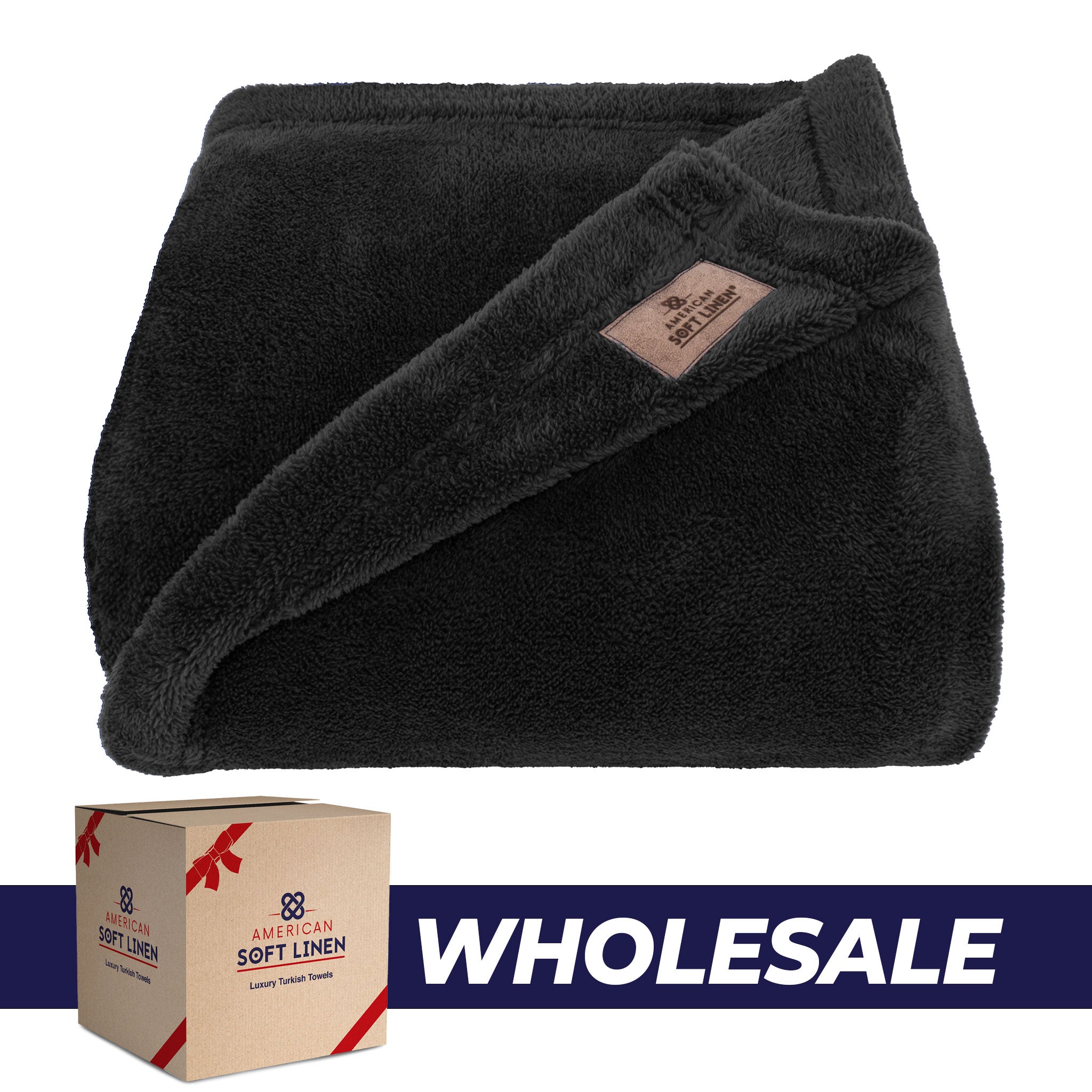 American Soft Linen - Bedding Fleece Blanket - Wholesale - 15 Set Case Pack - Twin Size 60x80 inches - Black - 0