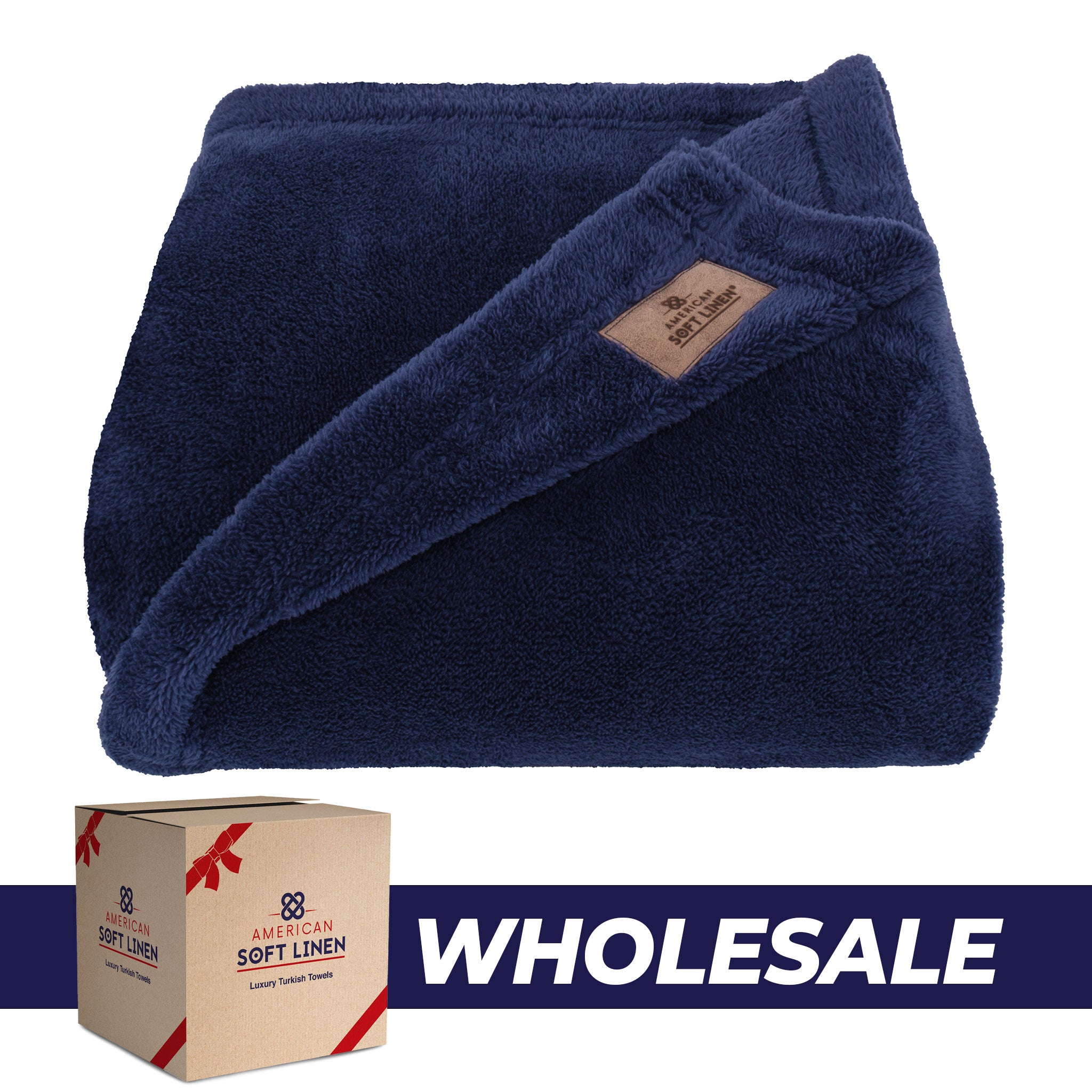 American Soft Linen - Bedding Fleece Blanket - Wholesale - 15 Set Case Pack - Twin Size 60x80 inches - Navy-Blue - 0