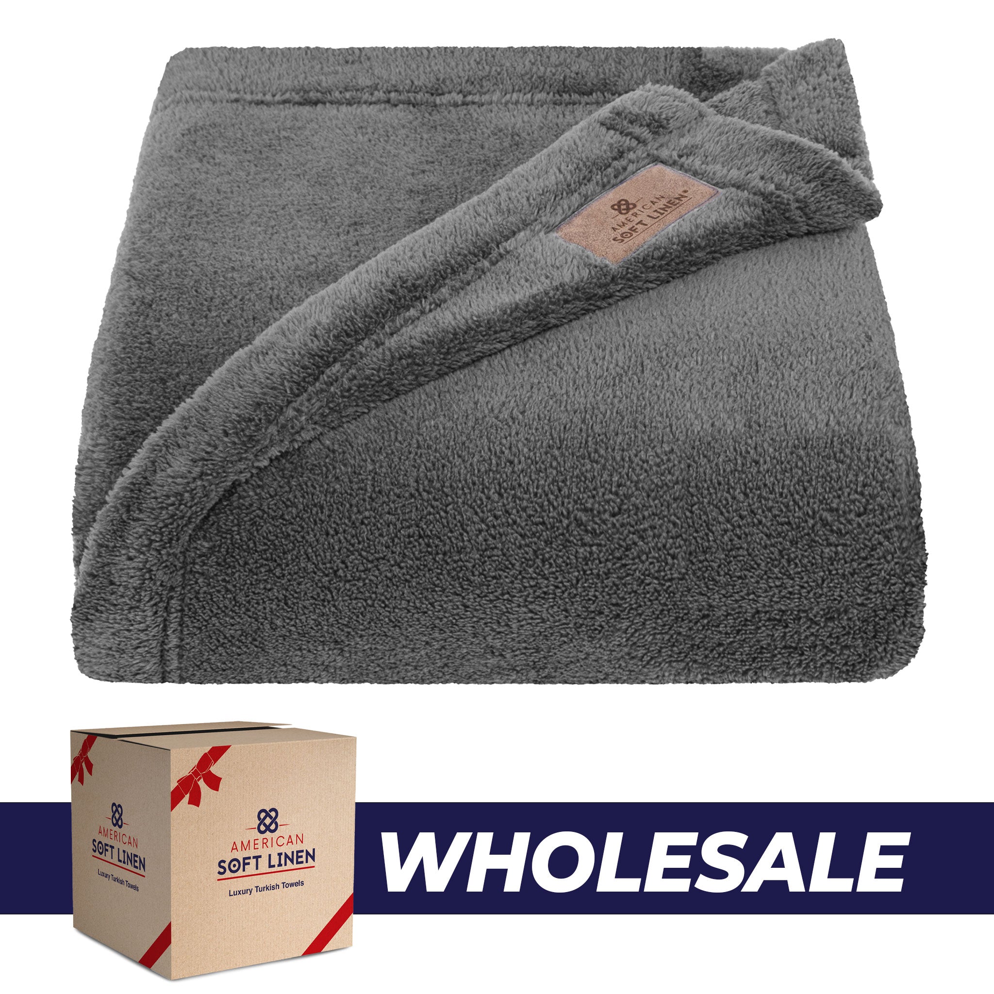 American Soft Linen - Bedding Fleece Blanket - Wholesale - 24 Set Case Pack - Throw Size 50x60 inches - Gray - 0