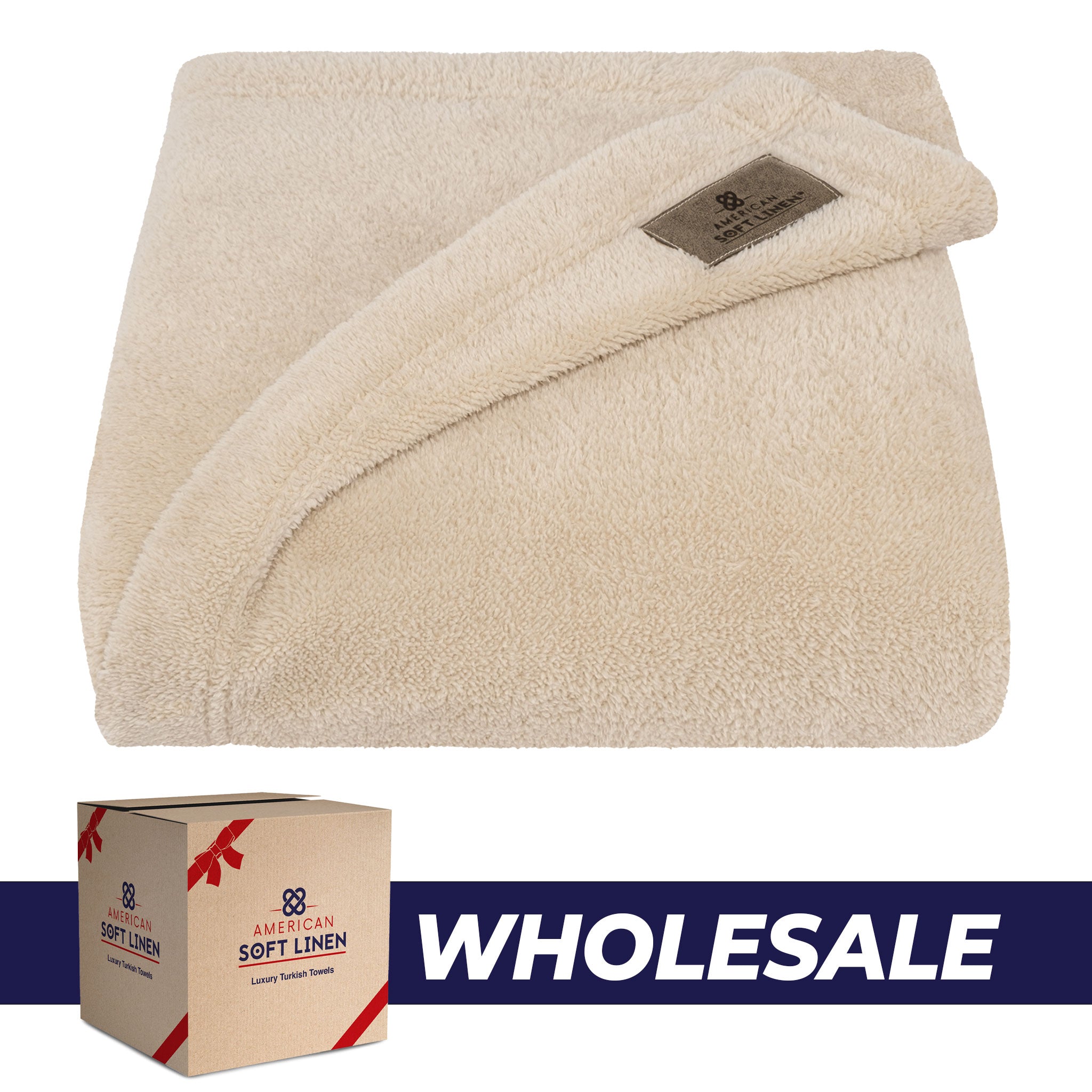 American Soft Linen - Bedding Fleece Blanket - Wholesale - 24 Set Case Pack - Throw Size 50x60 inches - Sand-Taupe - 0