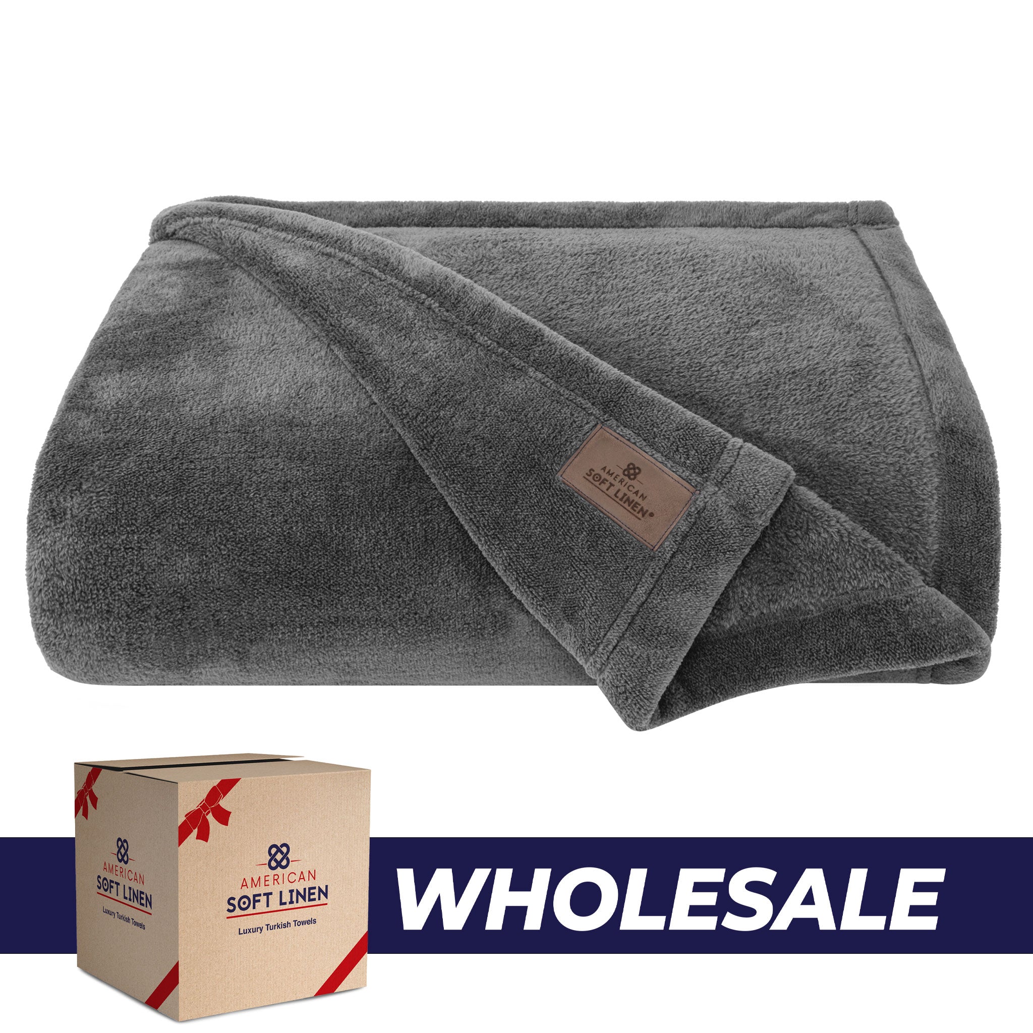 American Soft Linen - Bedding Fleece Blanket - Wholesale - 9 Set Case Pack - Queen Size 85x90 inches - Gray - 0